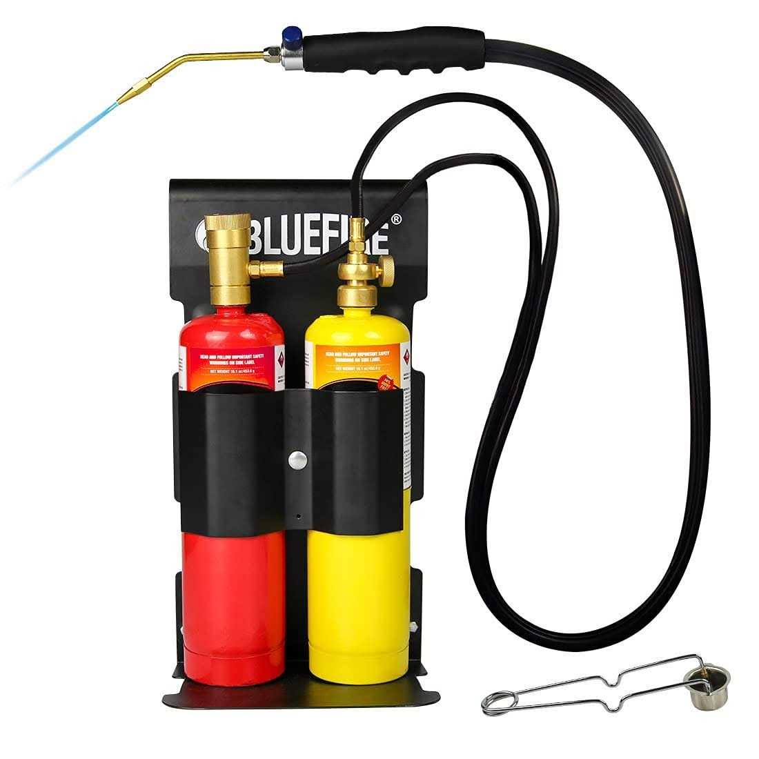 BlueFire Oxygen Mapp Propane Cutting Torch Kit Map GAS Cylinder Rack Flint Light