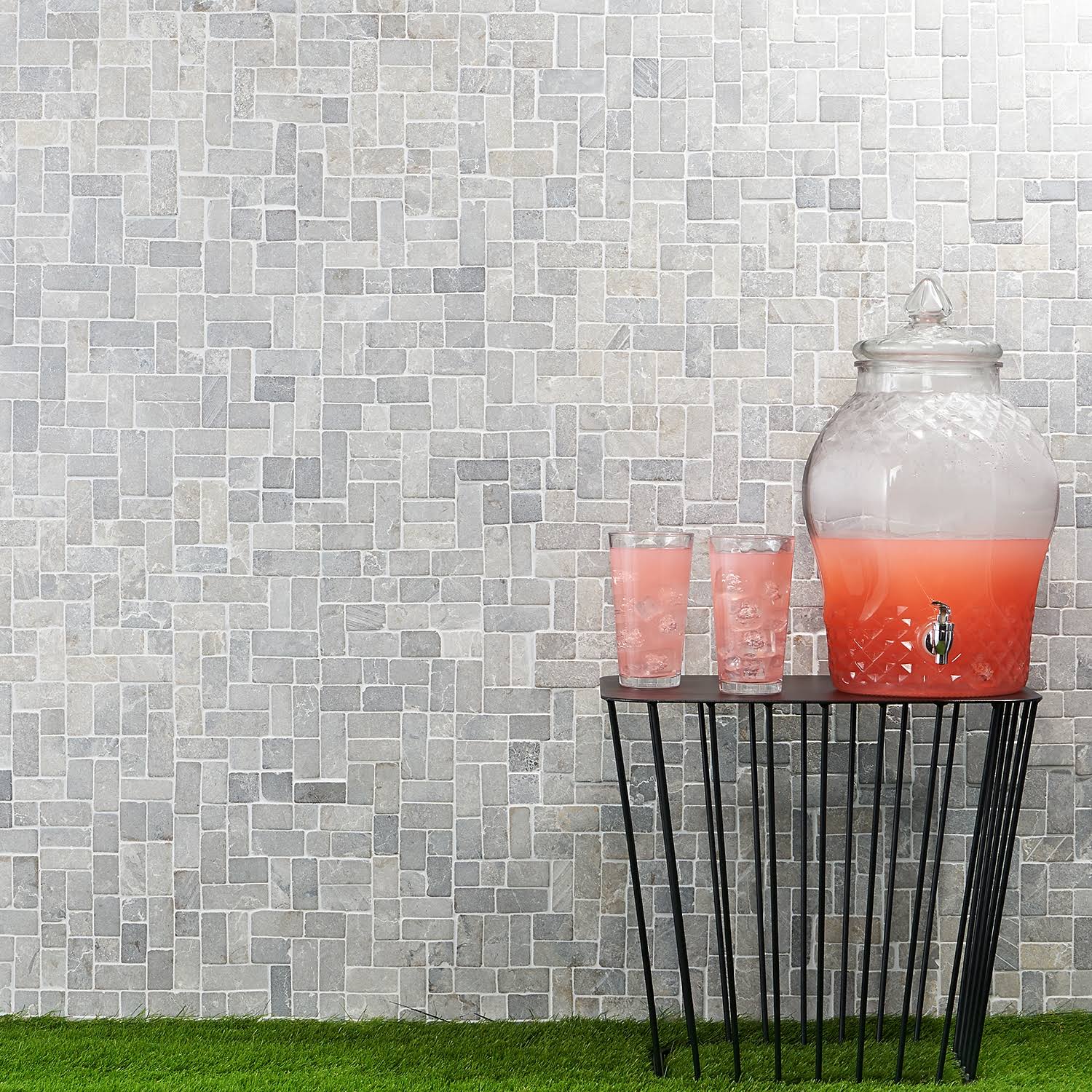 Ivy Hill Tile Countryside Interlocking 11.81 in. x 11.81 in. Gray Floor and Wall Mosaic (0.97 Sq. ft. / Sheet)