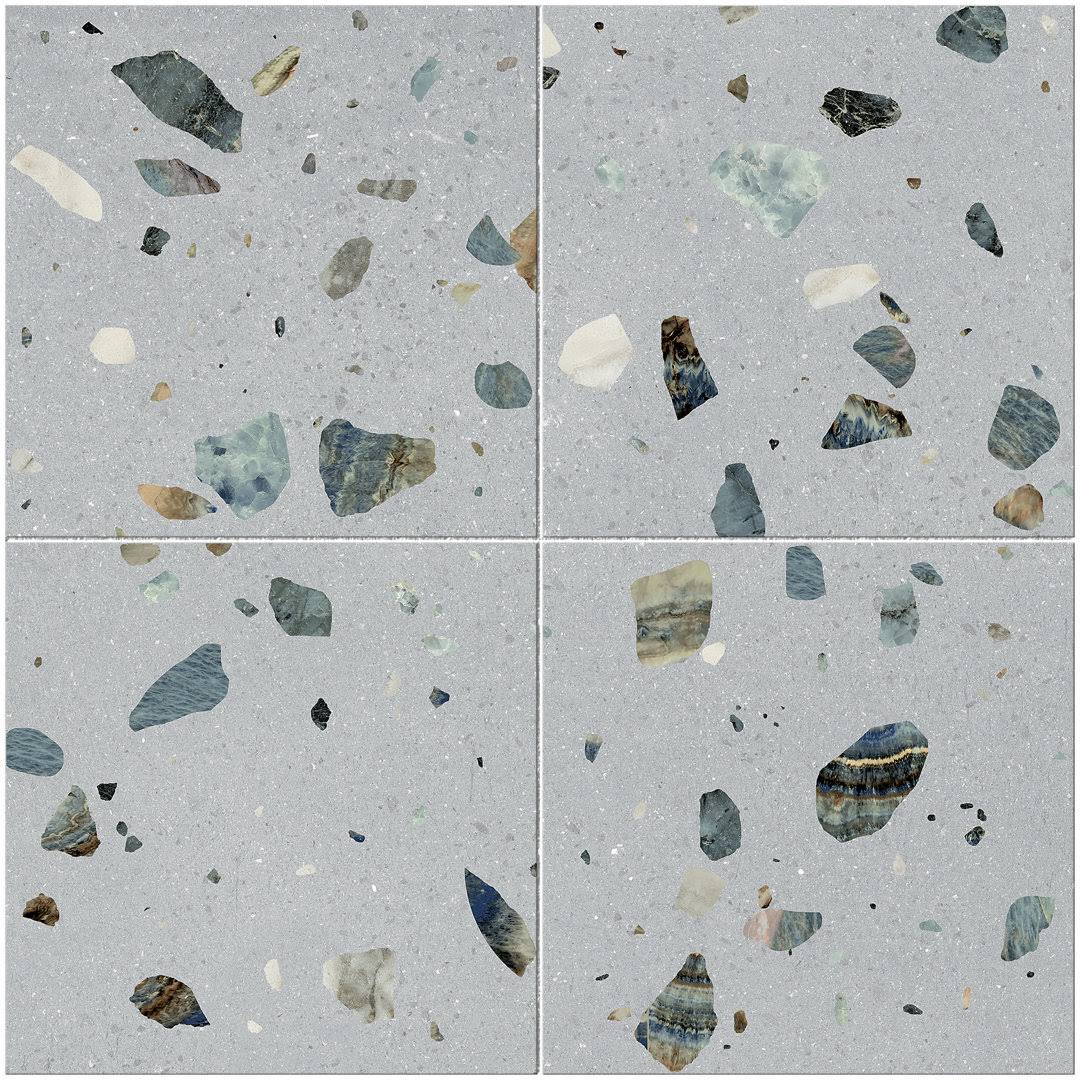 MOLOVO Terrazo Azurro Gray 8.03 in. x 8.03 in. Matte Porcelain Floor and Wall Tile (11.19 Sq. ft./Case)