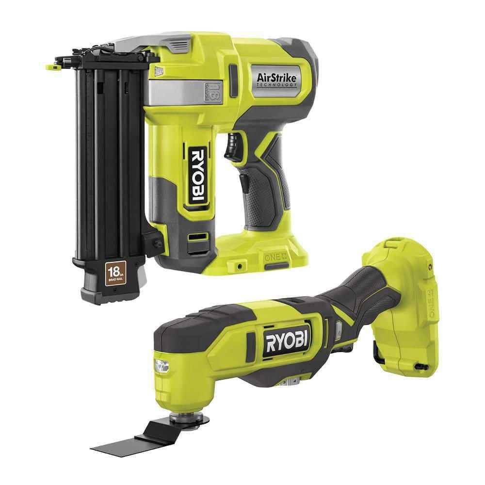 Ryobi One+ 18V 18-Gauge Cordless Airstrike Brad Nailer with Cordless Multi-Tool #P321-PCL430B