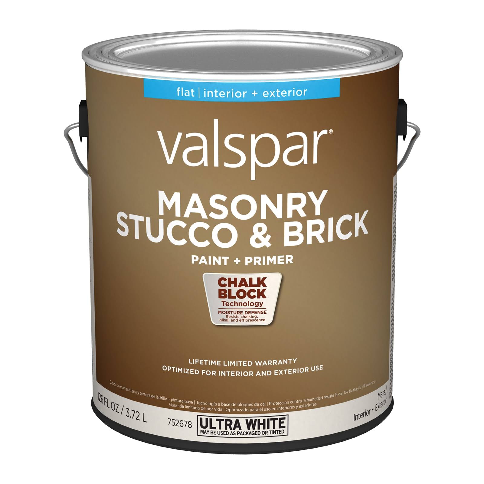 Valspar Masonry Stucco & Brick Flat Ultra White/Base1 Tintable Interior/Exterior Paint (1-Gallon) | 007.0752678.007