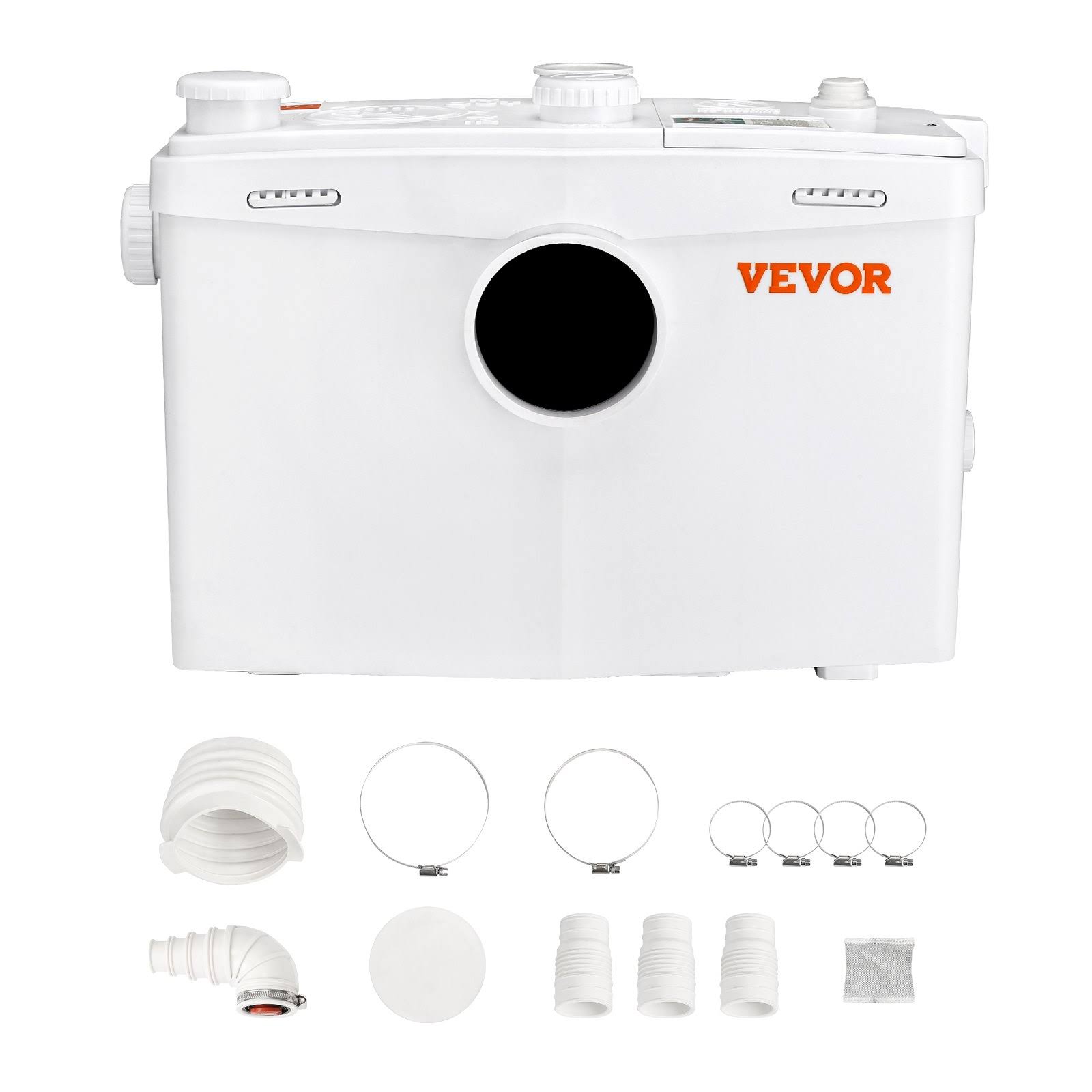 VEVOR Macerator Pump 700W 9600 L/H Flow 32.8 Ft/10 M Head Macerator Sewage Sump Pump with 3 Water Inlets for Toilet Basement Kitchen Sink Shower