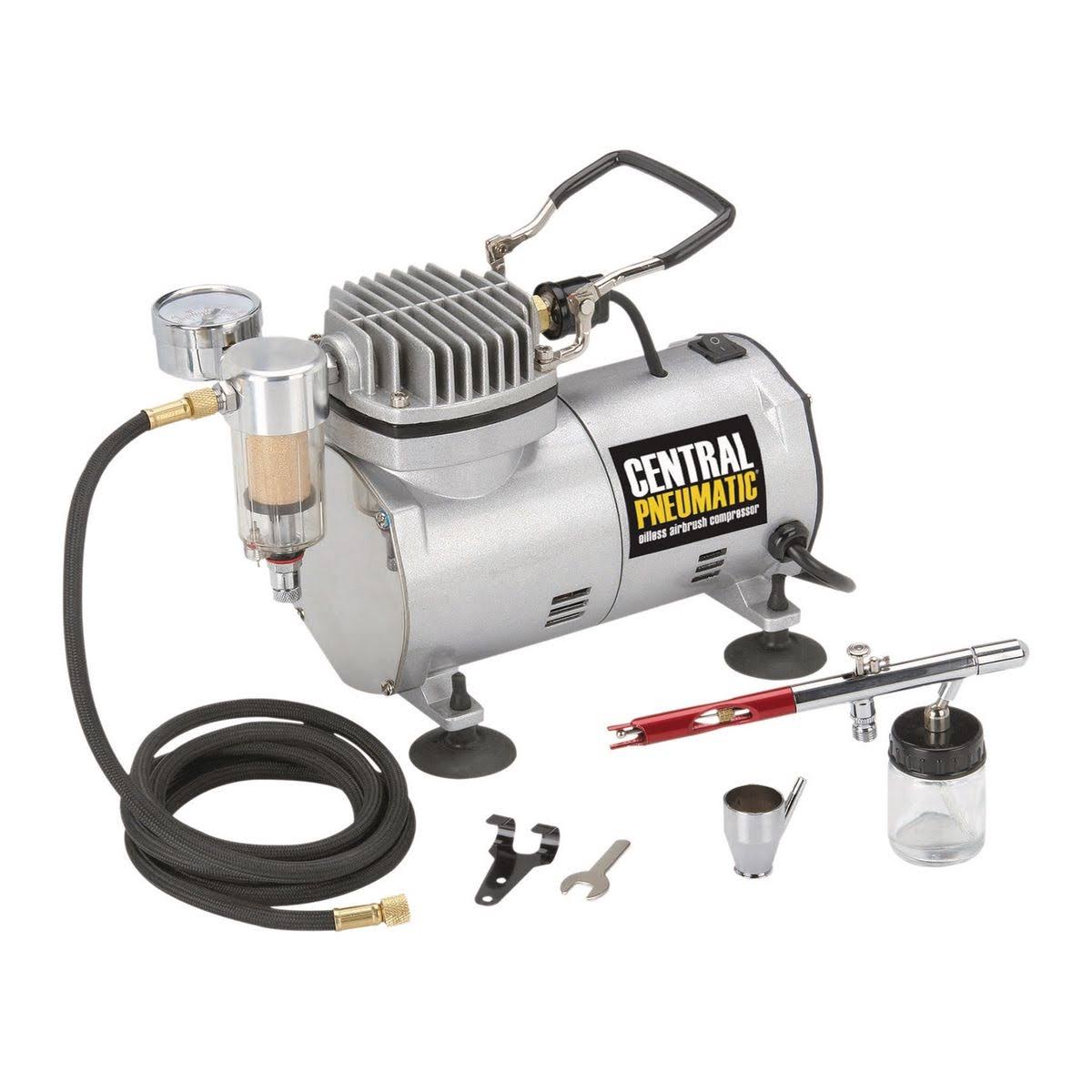 Central Pneumatic 1/5 HP 58 PSI Oil-Free Airbrush Compressor Kit