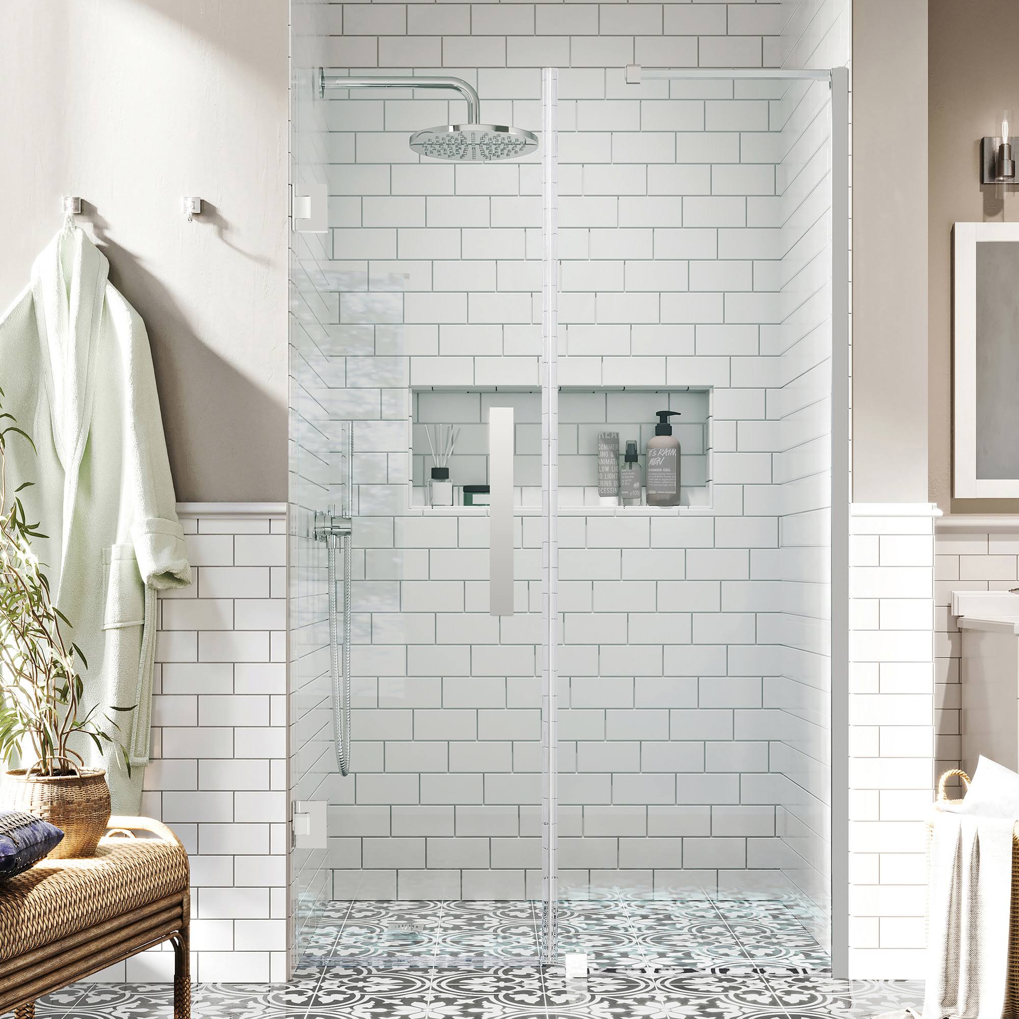 Ove Decors Tampa-Pro 54 3/8 in. W x 72 in. H Pivot Frameless Shower in Chrome