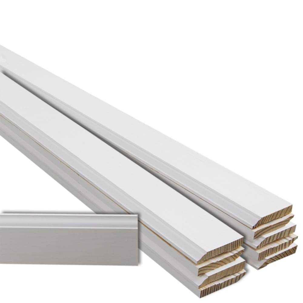 EverTrue 9/16-in x 3-1/4-in x 12-ft Primed Pine Baseboard Moulding (10-Pack) in White | C 62312FJPMD