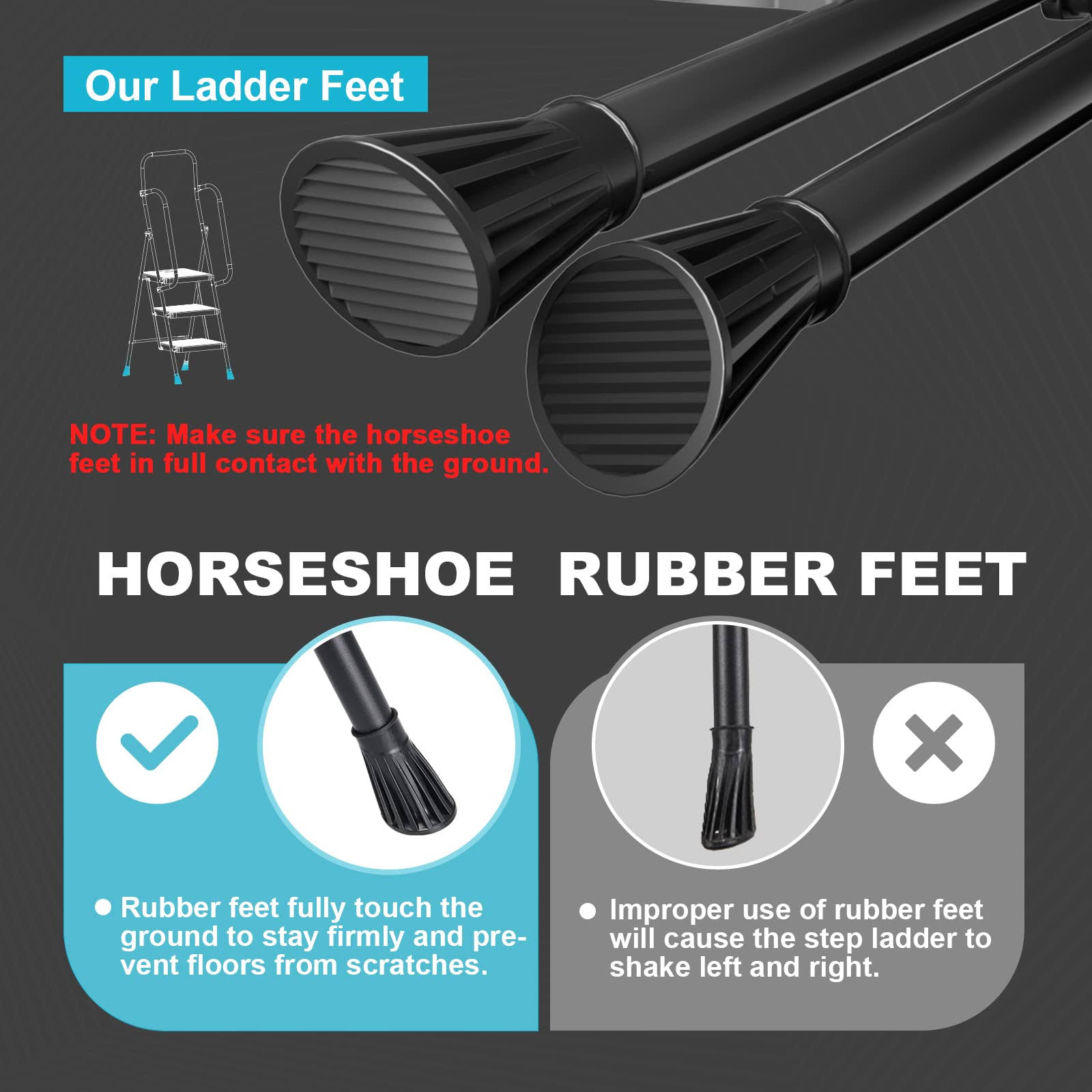 HBTower 4 Step Ladder with Handrails, Folding Step Stool with Attachable Tool Bag & Anti-Slip Wide Pedal for Home Kitchen Pantry Office, 330lbs