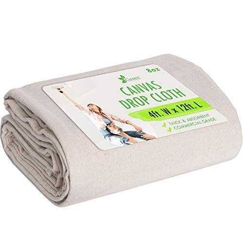 Green Lifestyle 4x12 Canvas Drop Cloth Tarp Canvas Fabric Drop Cloth Curtains Drop Cloths for Painting Painters Drop Cloth Paint Drop Cloth Paint Tarp