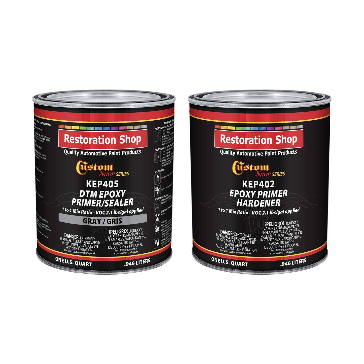 Custom Shop- Gray Epoxy Primer/Sealer 2.1 VOC (1/2 Gallon Kit) Anti-corrosive DTM High-Performance Primer for Automotive and Industrial Use Kit = 1