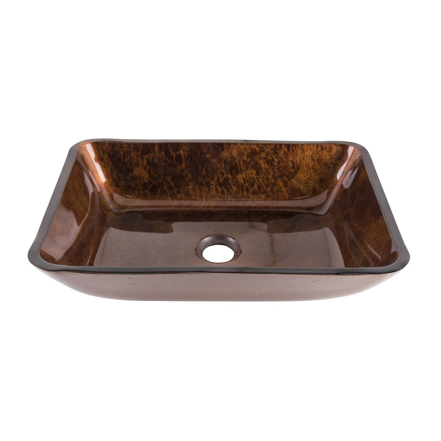 Vigo VG07089 18 in. Rectangular Russet Glass Vessel Bathroom Sink