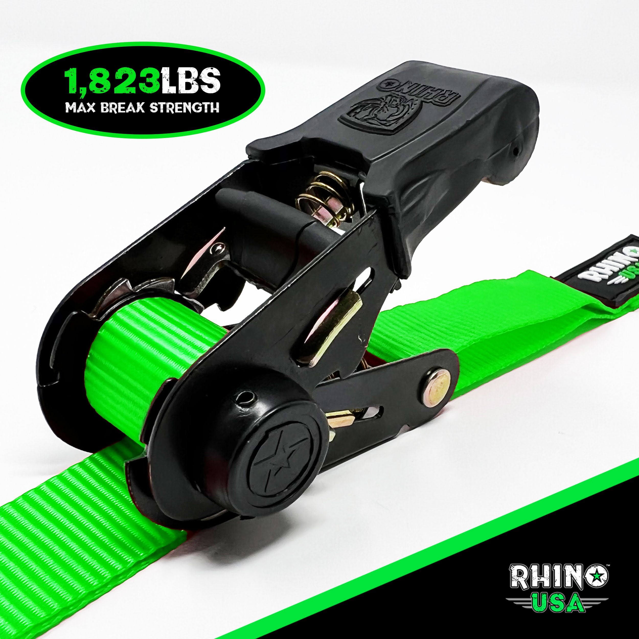 Rhino USA 1 inch x 15' Ratchet Tie-Down Set, 4 Pack, Red