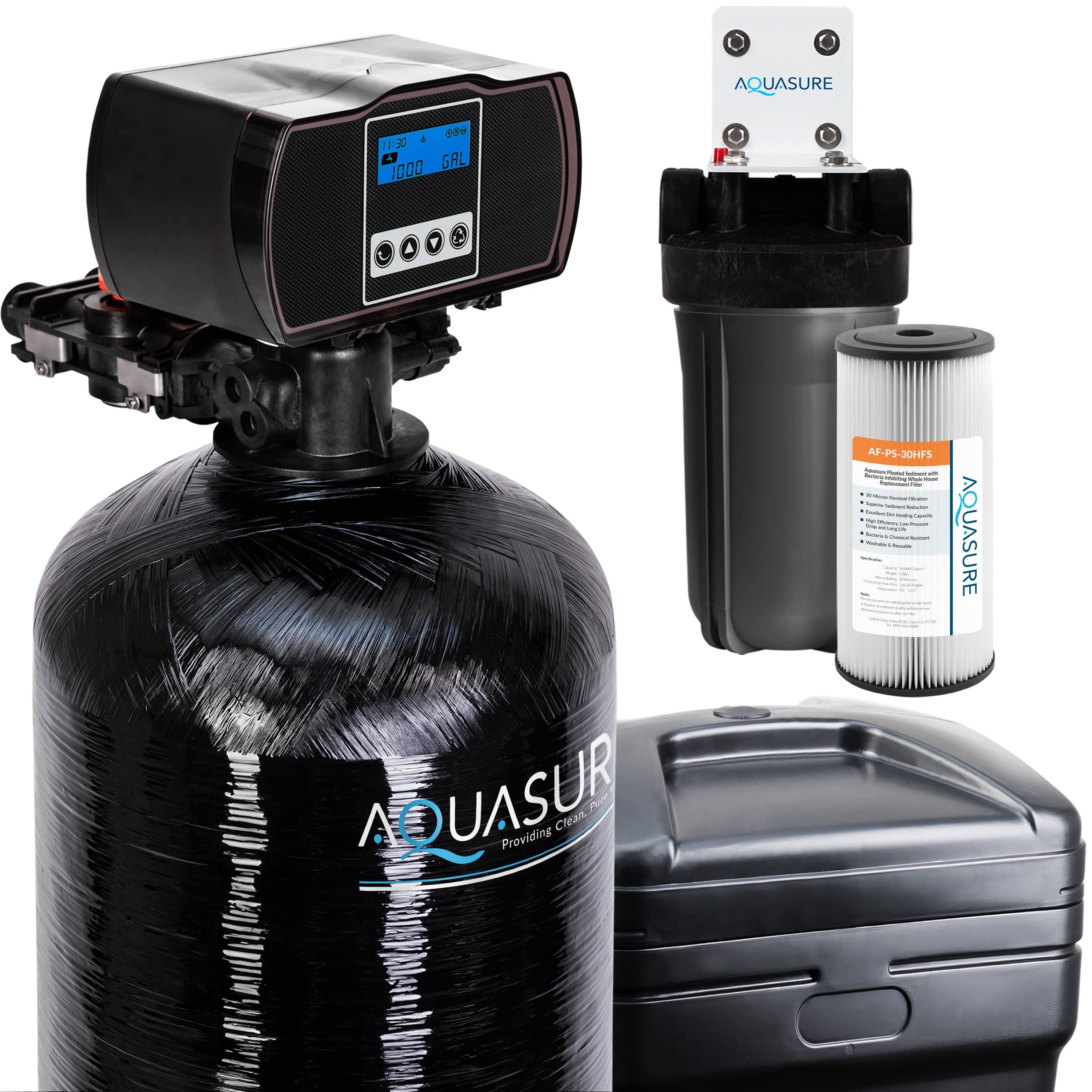 Aquasure Harmony 64,000 Grain Fine Mesh Water Softener with Pleated Sediment Pre-Filter | AS-HS64FMP