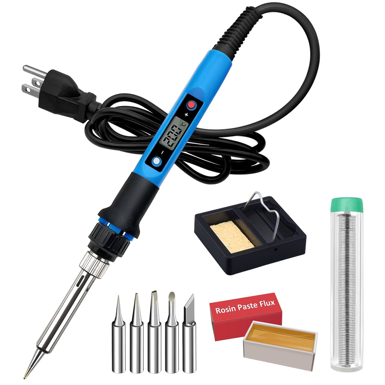 Liouhoum Soldering Iron Kit, 80W 110V Fast Heat Up in 10S LCD Digital Adjustable Temperature Soldering Gun Thermostatic Soldering Kit for Electronic