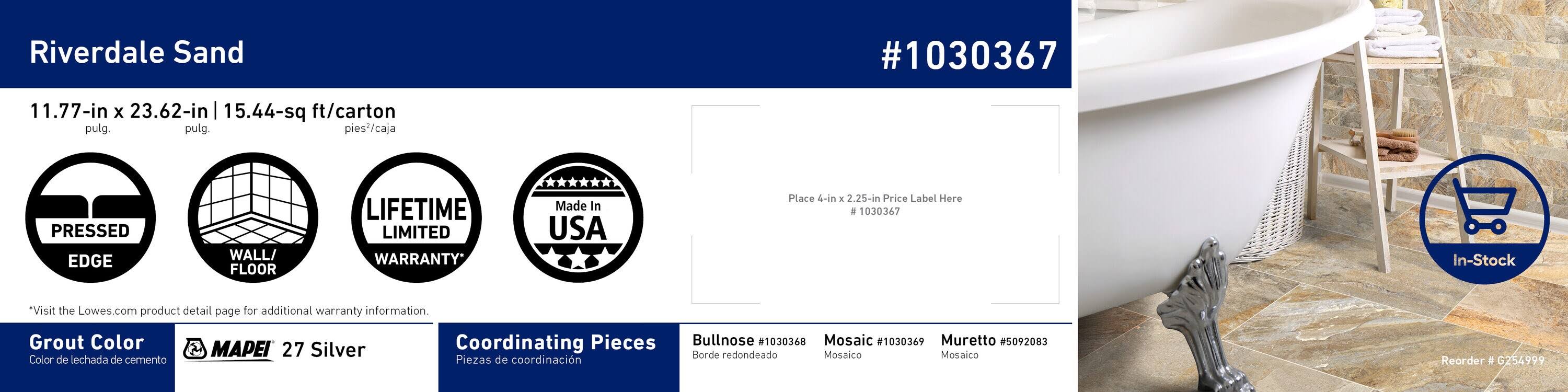 della Torre Riverdale Sand 12-in x 24-in Glazed Porcelain Stone Look Floor and Wall Tile (1.93-sq. ft/ Piece)