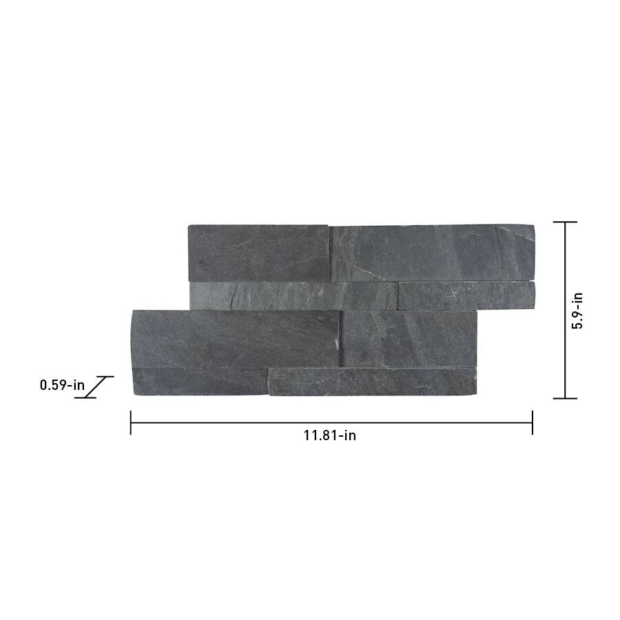 Satori Charcoal Ledgestone 6-in x 12-in Natural Stone Slate Stone Look Wall Tile (0.48-sq. ft/ Piece)