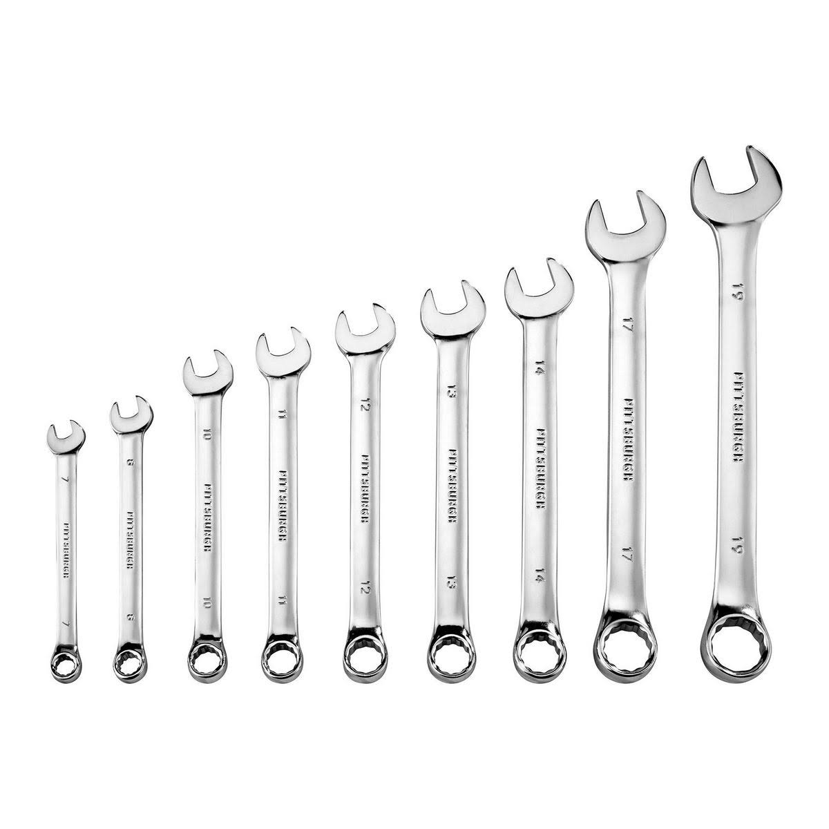 Pittsburgh Fully Polished Metric Combination Wrench Set 9 Pc. 42305