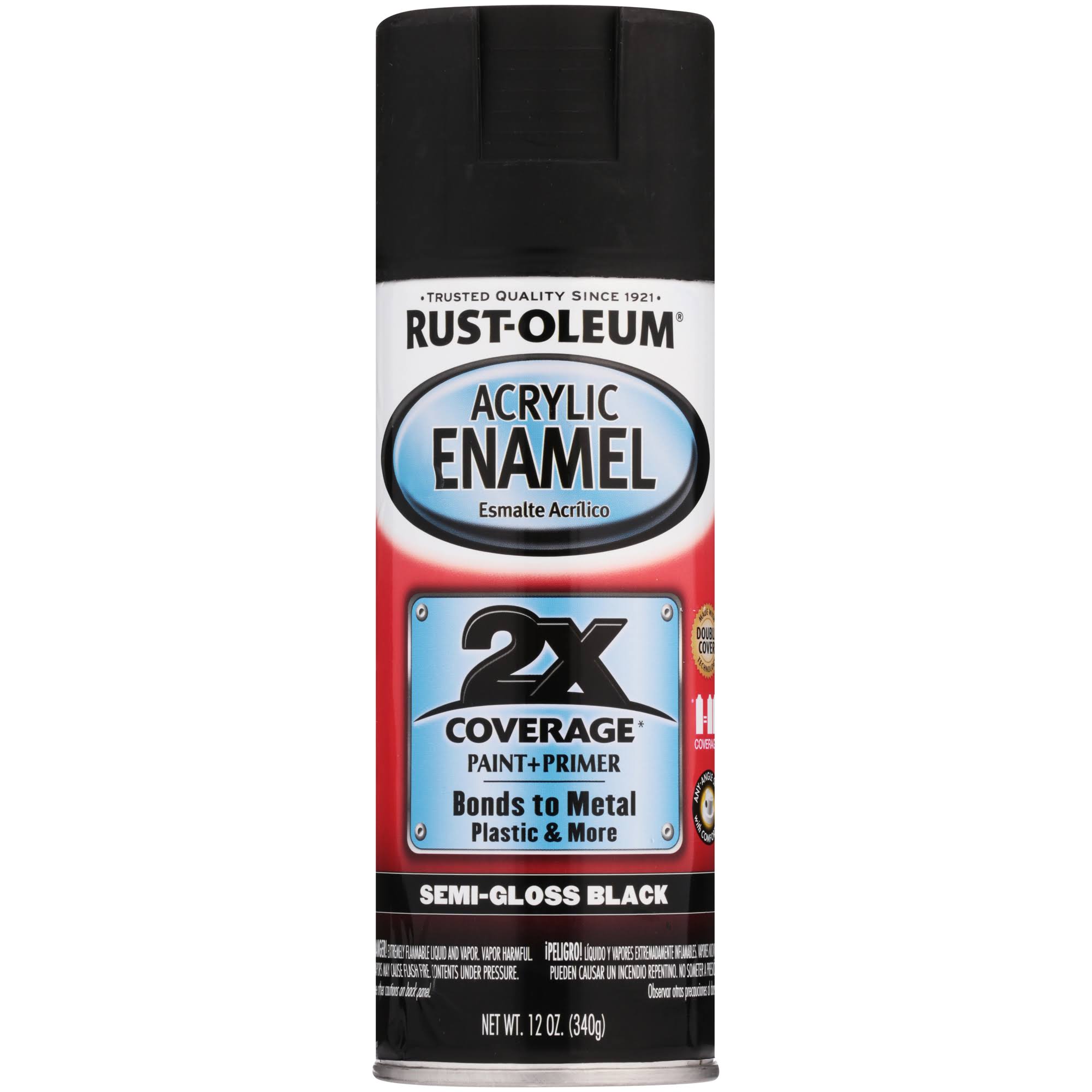 Rust-Oleum 271915 Acrylic Enamel 2x Spray Paint, 12 oz, Semi-Gloss Black