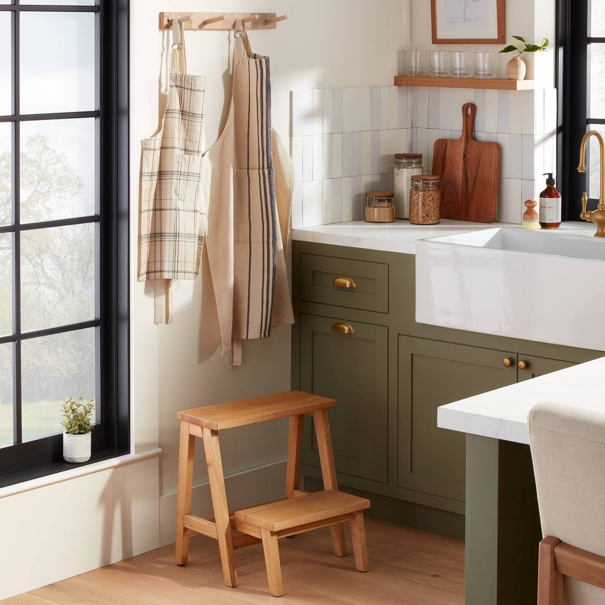 Wood Kitchen Step Stool Natural- Hearth & Hand with Magnolia