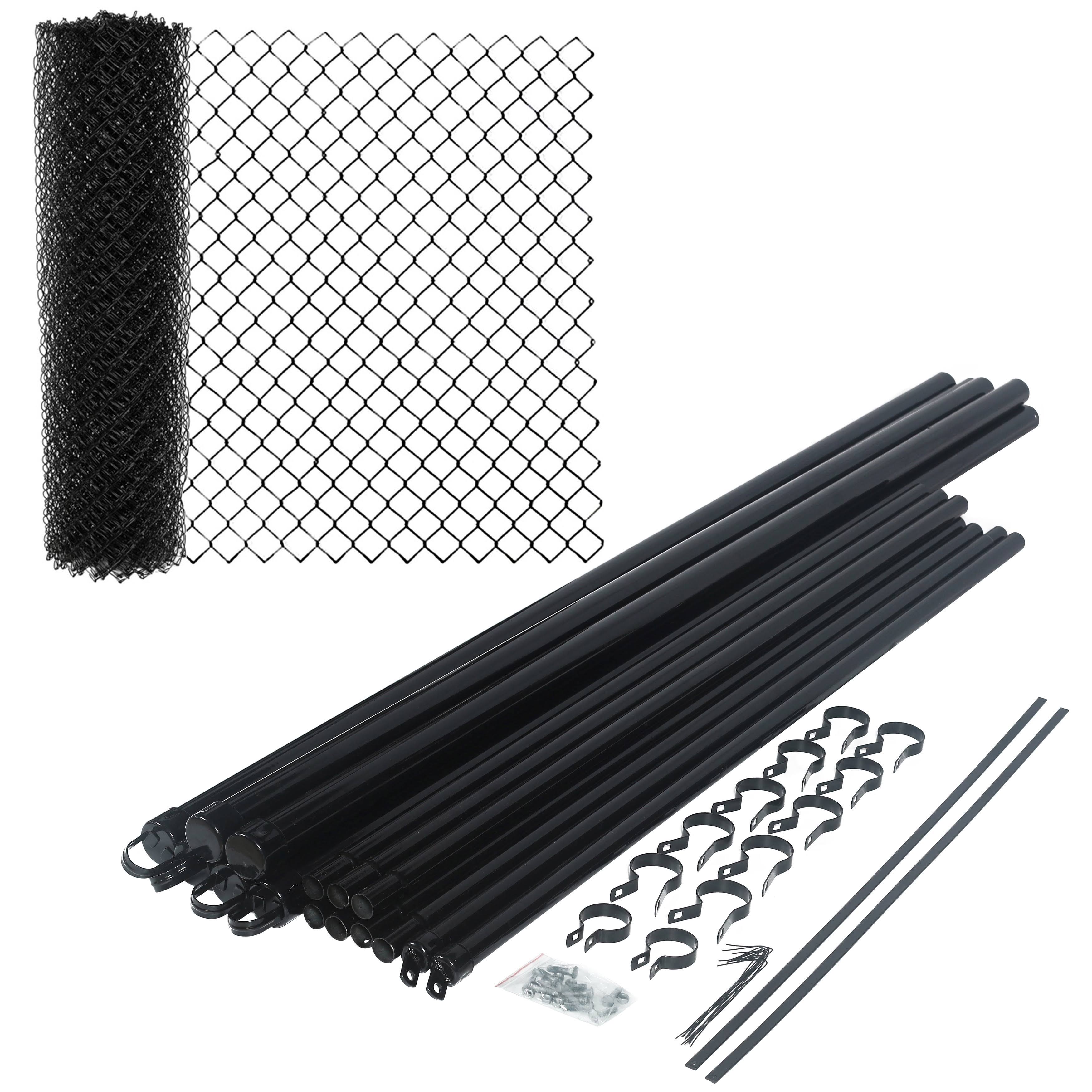 Aleko Kitclfb9.5g5x50 DIY Chain Link Steel Fence 5x50 ft PVC Coated Black