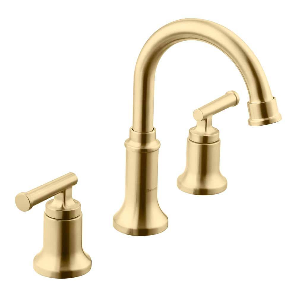 Glacier Bay Oswell 8 in. Widespread Double Handle High-Arc Bathroom Faucet in Matte Gold