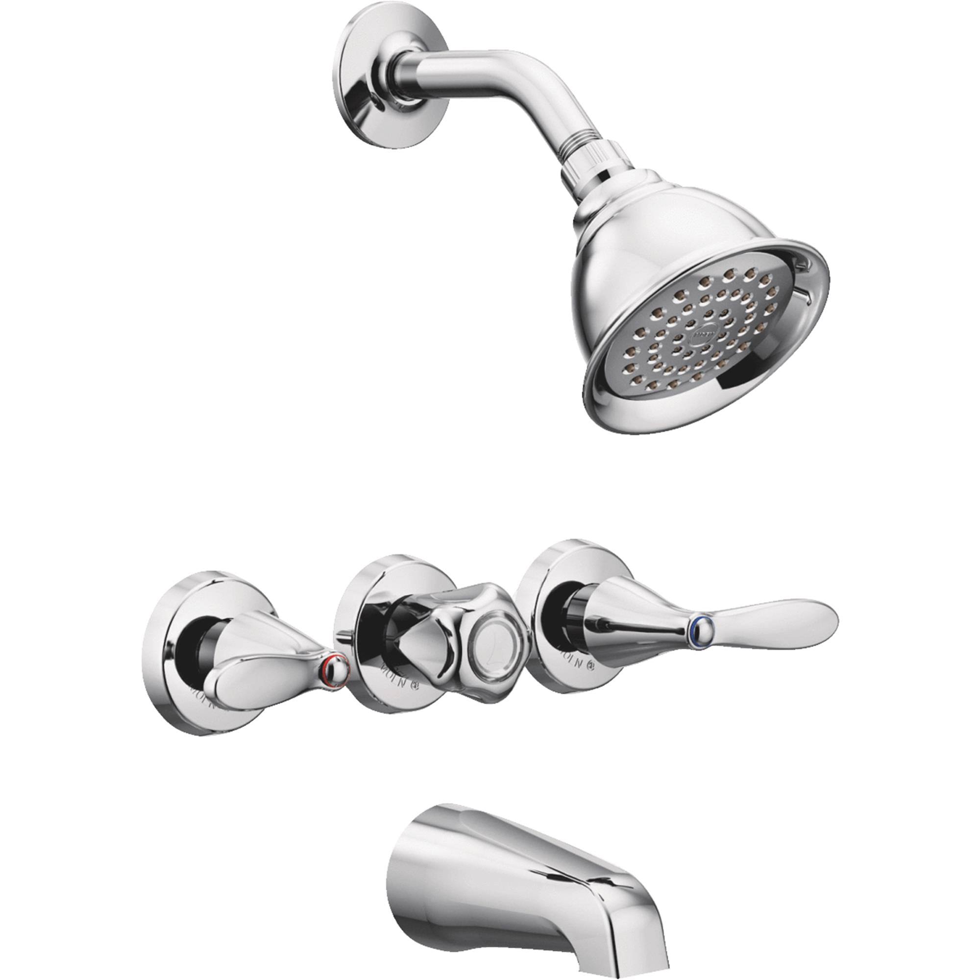 Moen Adler 3-Handle Chrome Tub and Shower Faucet