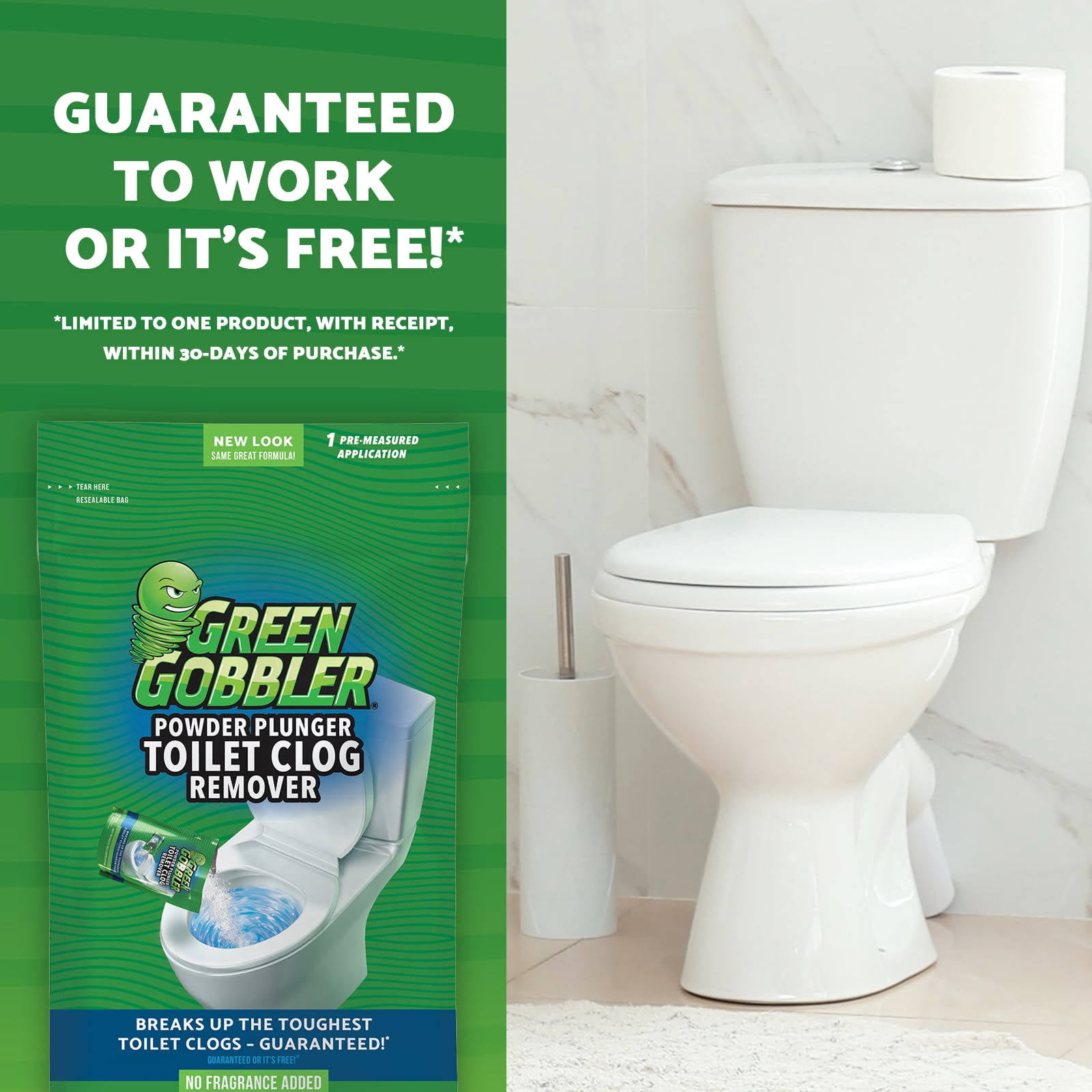 Green Gobbler Powder Plunger Toilet Bowl Clog Remover- 2 Pack