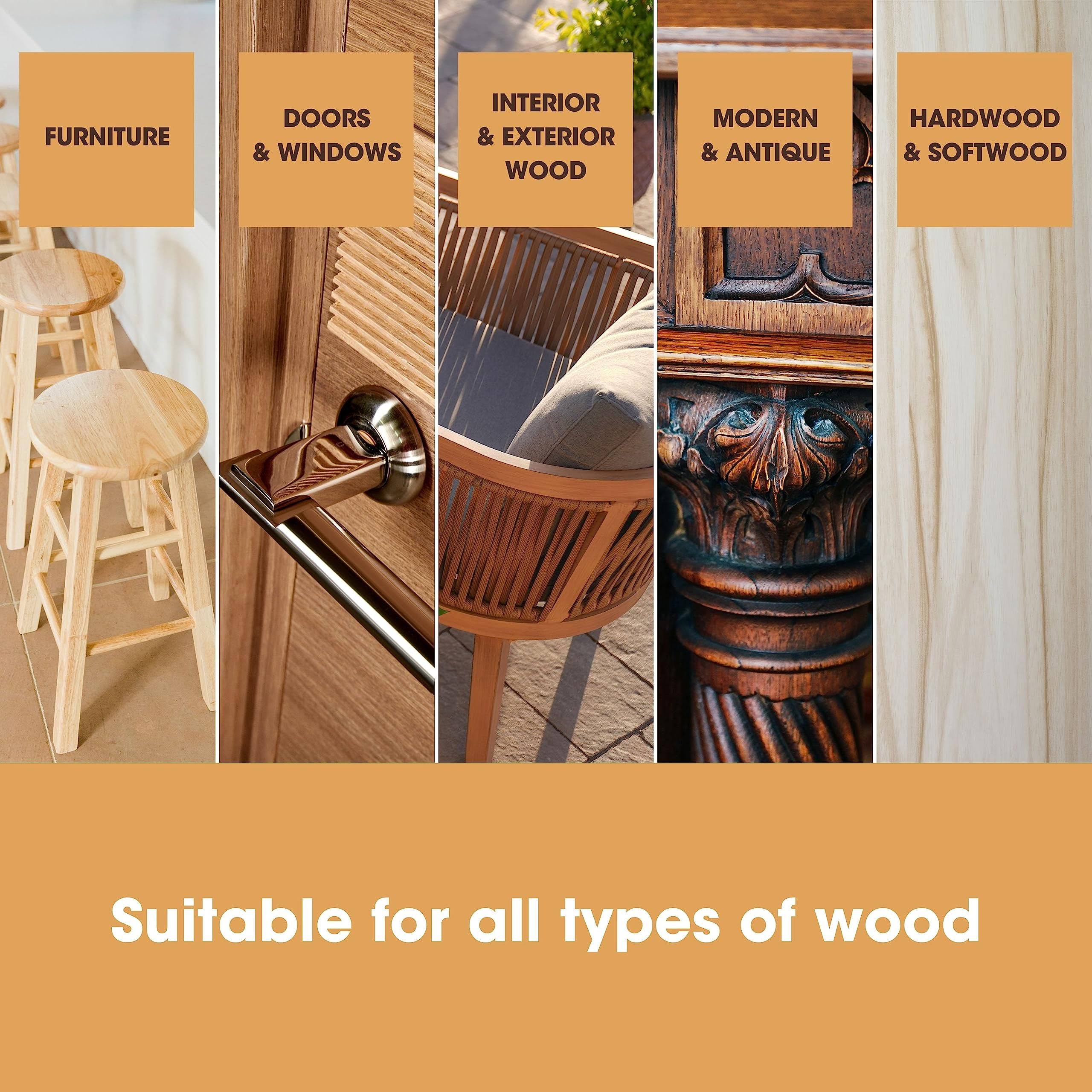 Furniture Clinic Wood Stain | Multiple Finishes | Fast Drying | Indoor and Outdoor Furniture and More | Water Based, Low Odor, Non-Toxic |
