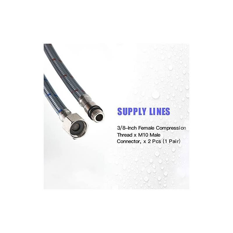Bathfinesse Flexible Connector Braided Stainless Steel Bathroom Faucet Bathroom Kitchen Faucet Supply Lines 16