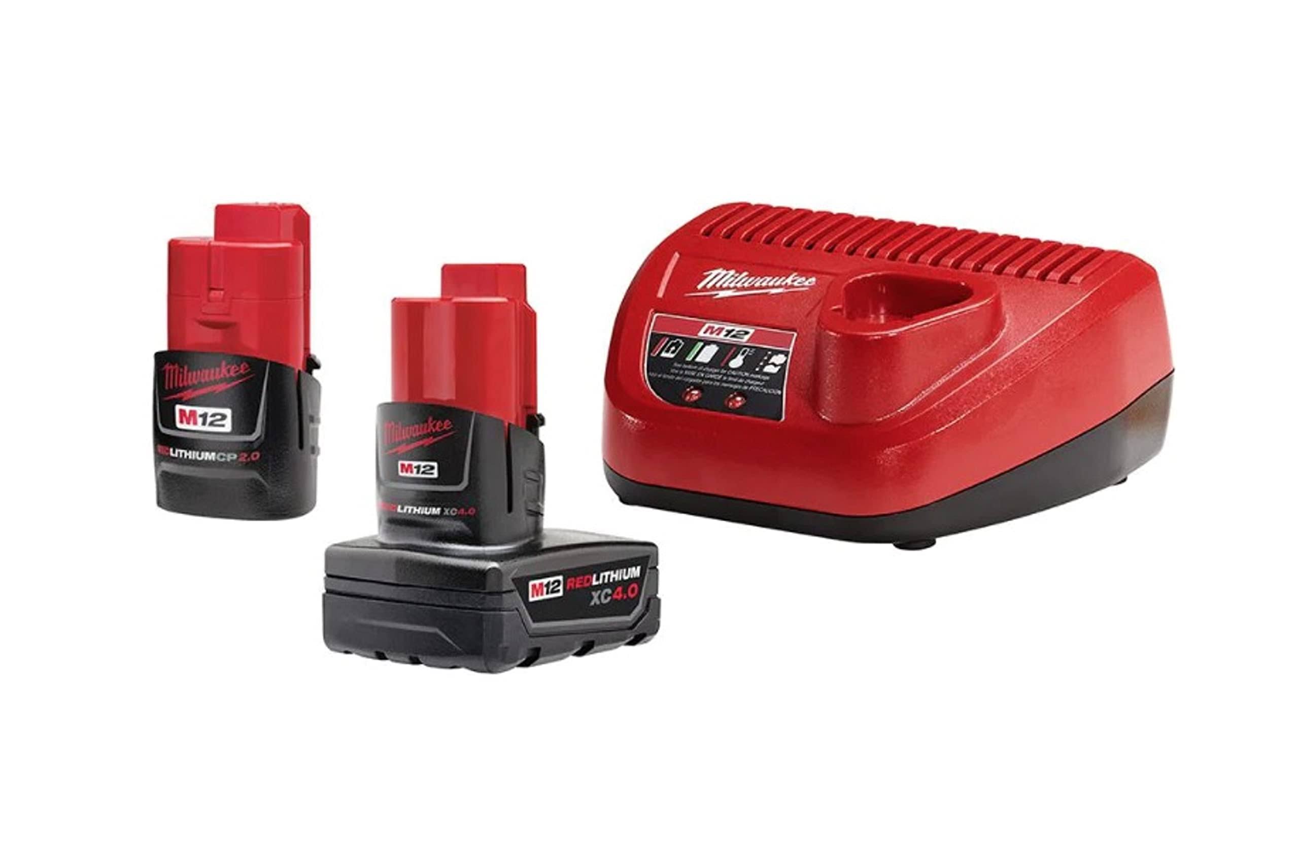 Milwaukee M12 12-Volt Lithium-Ion 4.0 Ah and 2.0 Ah Battery Packs and Charger Starter Kit (48-59-2424)