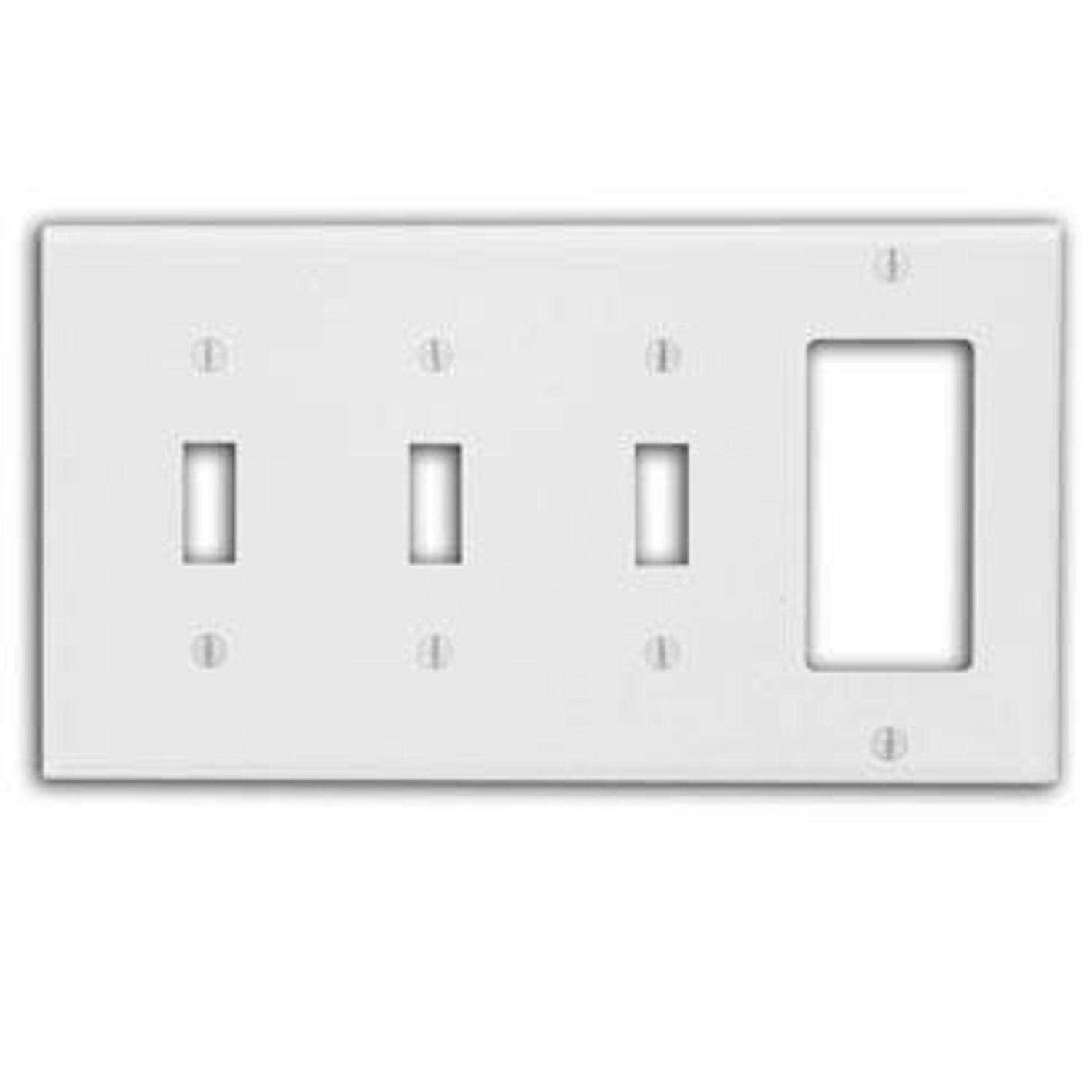 Leviton P326 W 4 Gang 3 Toggle 1 Decora/GFCI Device Combination Wallplate, White