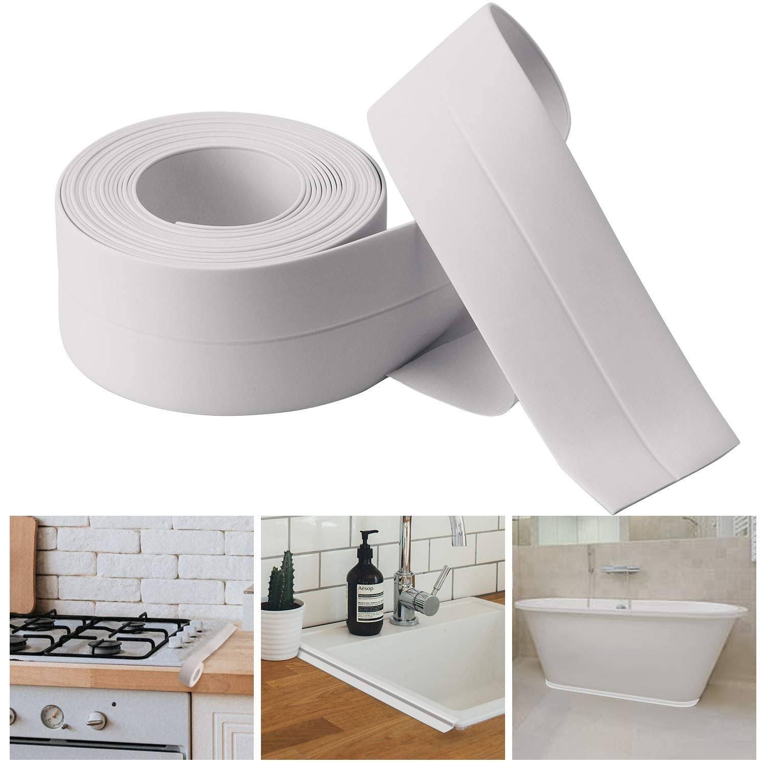 Bath & Kitchen Caulk Tape Sealant Strip,PVC Self Adhesive Tub and Wall White