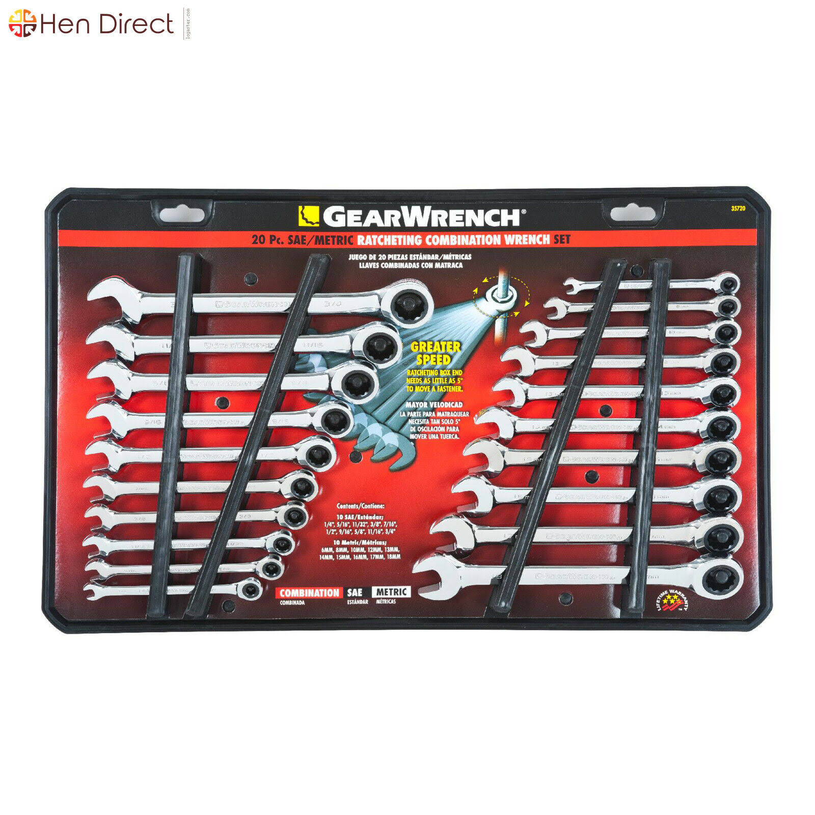 GearWrench 35720 20-Piece SAE and Metric Ratcheting Wrench Set