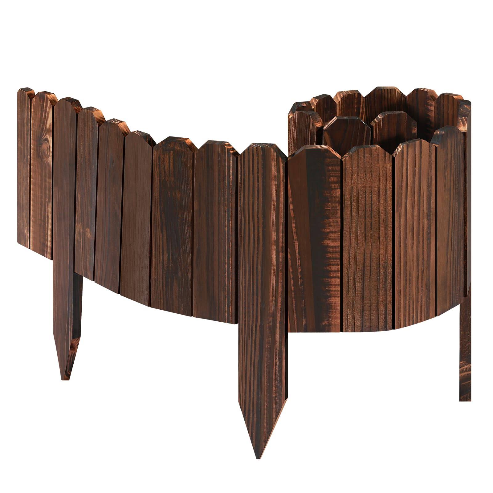 LINSHRY Wood Garden Edging Border, 1 Pack 7.9 in H x 3.9 ft L. Wooden Garden Fence Border for Decorative Landscape Border Edging, Courtyards