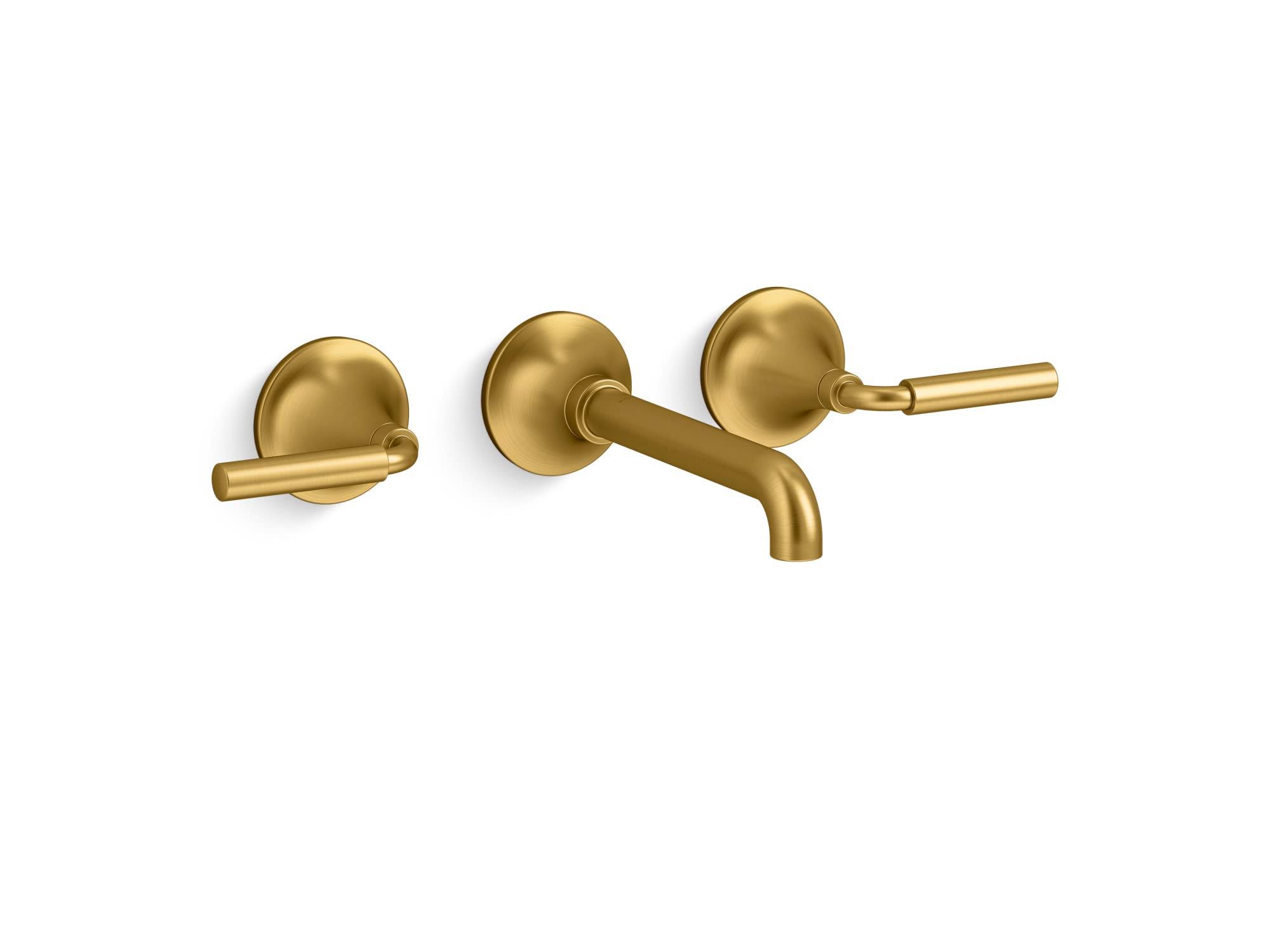 Kohler K-T26439-4 Tone Wall-Mount Bathroom Sink Faucet Trim- Vibrant Brushed Moderne Brass