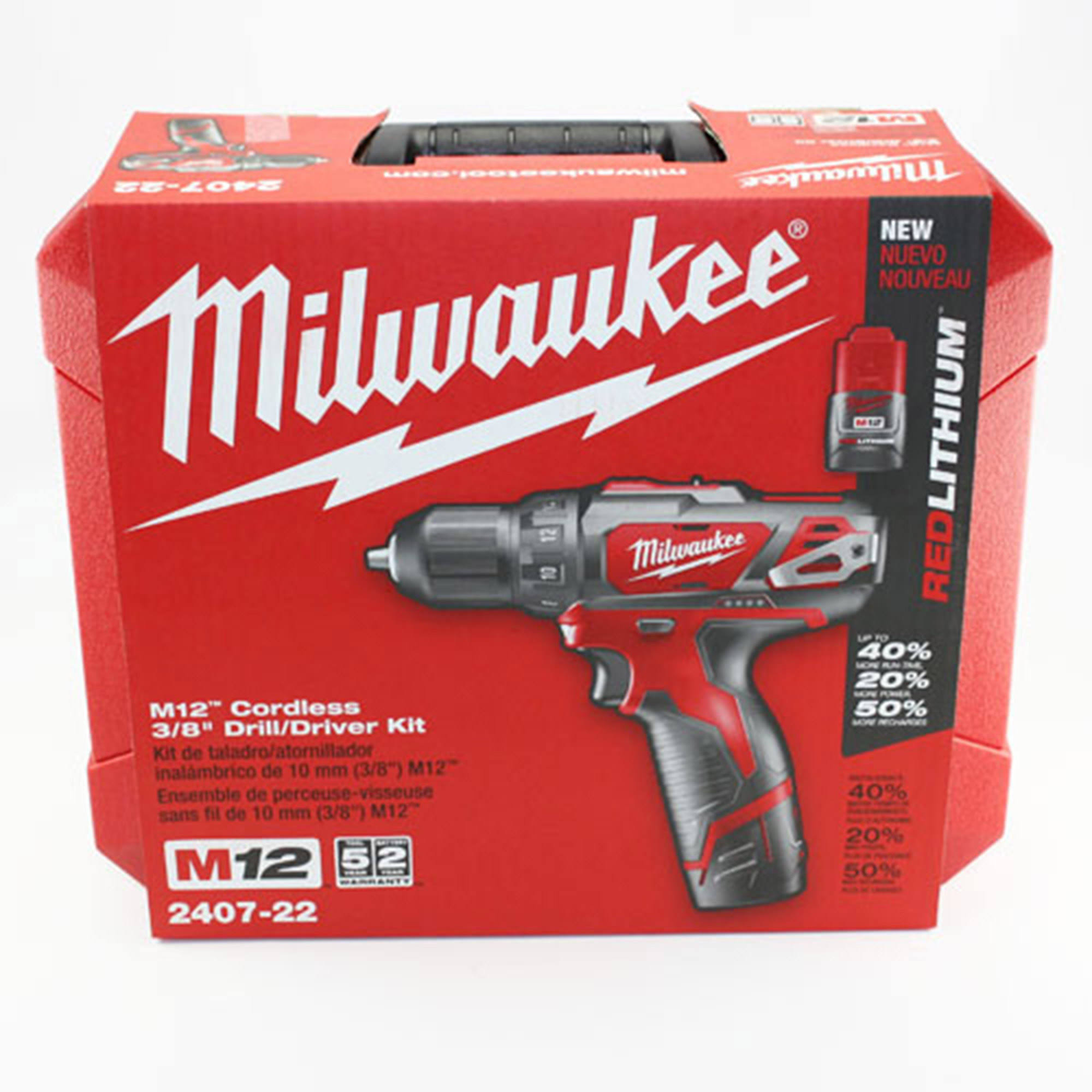 Milwaukee M12 Drill Driver Kit, 3/8