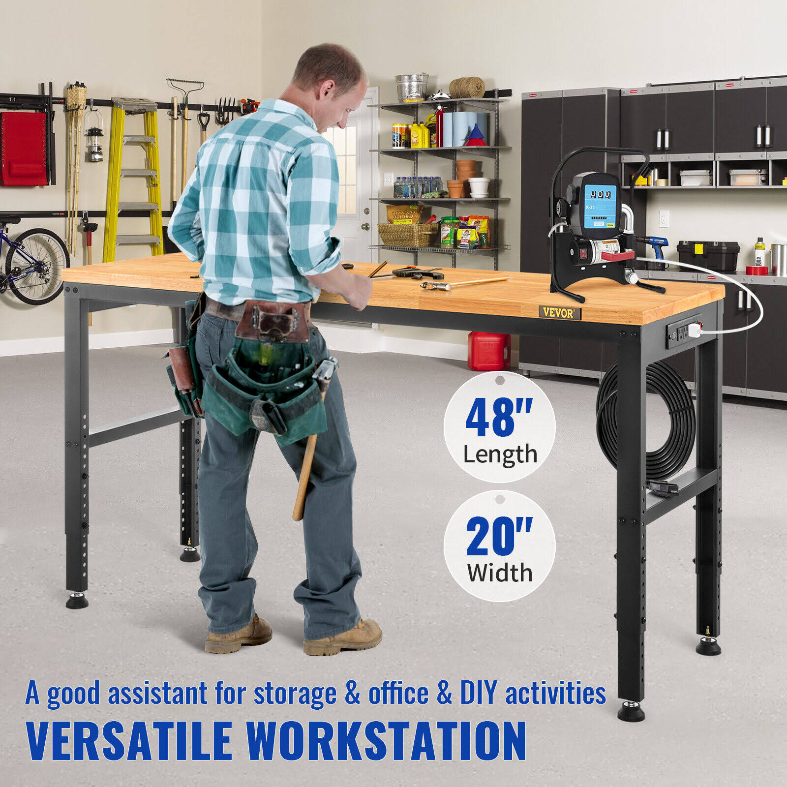 VEVOR Workbench Adjustable Height 48