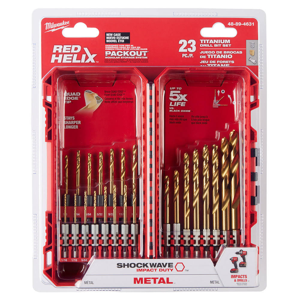 Milwaukee 48-89-4631 Titanium Shockwave Drill Bit Set, 23-Piece