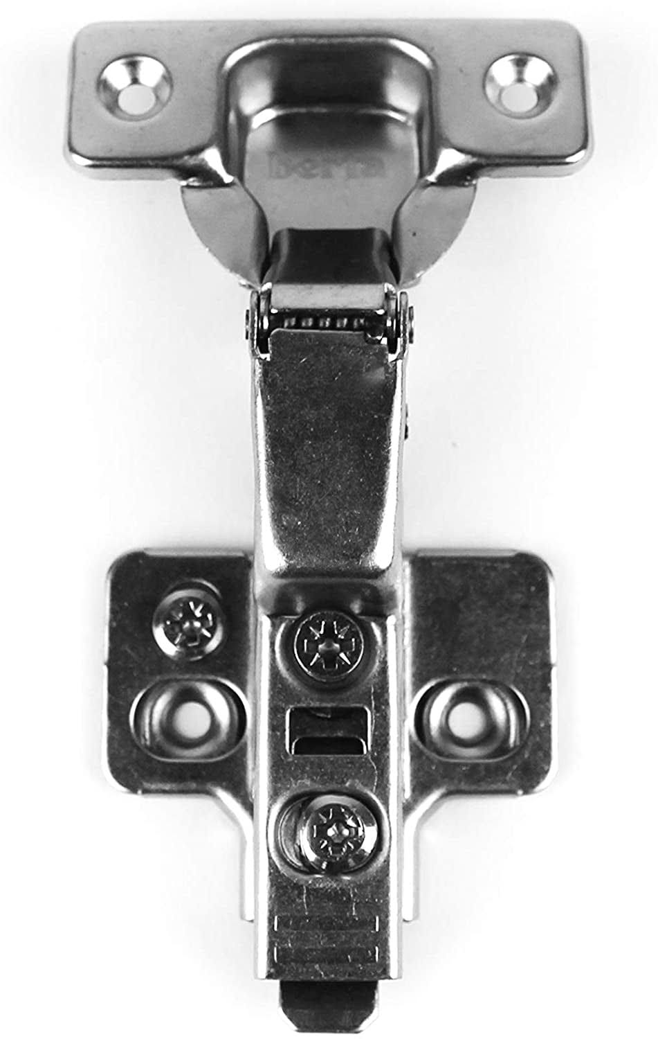 Berta Furniture & Access 110-Degree 35 mm Full Overlay Soft Close Frameless Cabinet Hinges with Installation Screws (30-Pairs)