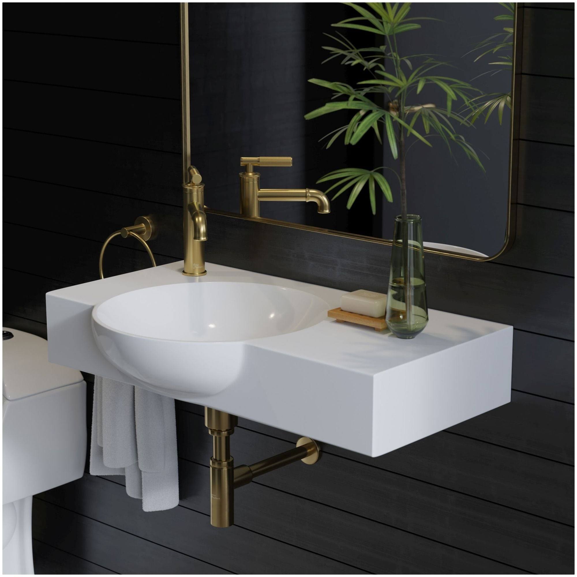 Swiss Madison Chateau 30 inch Left Side Faucet Wall-Mount Bathroom Sink, White