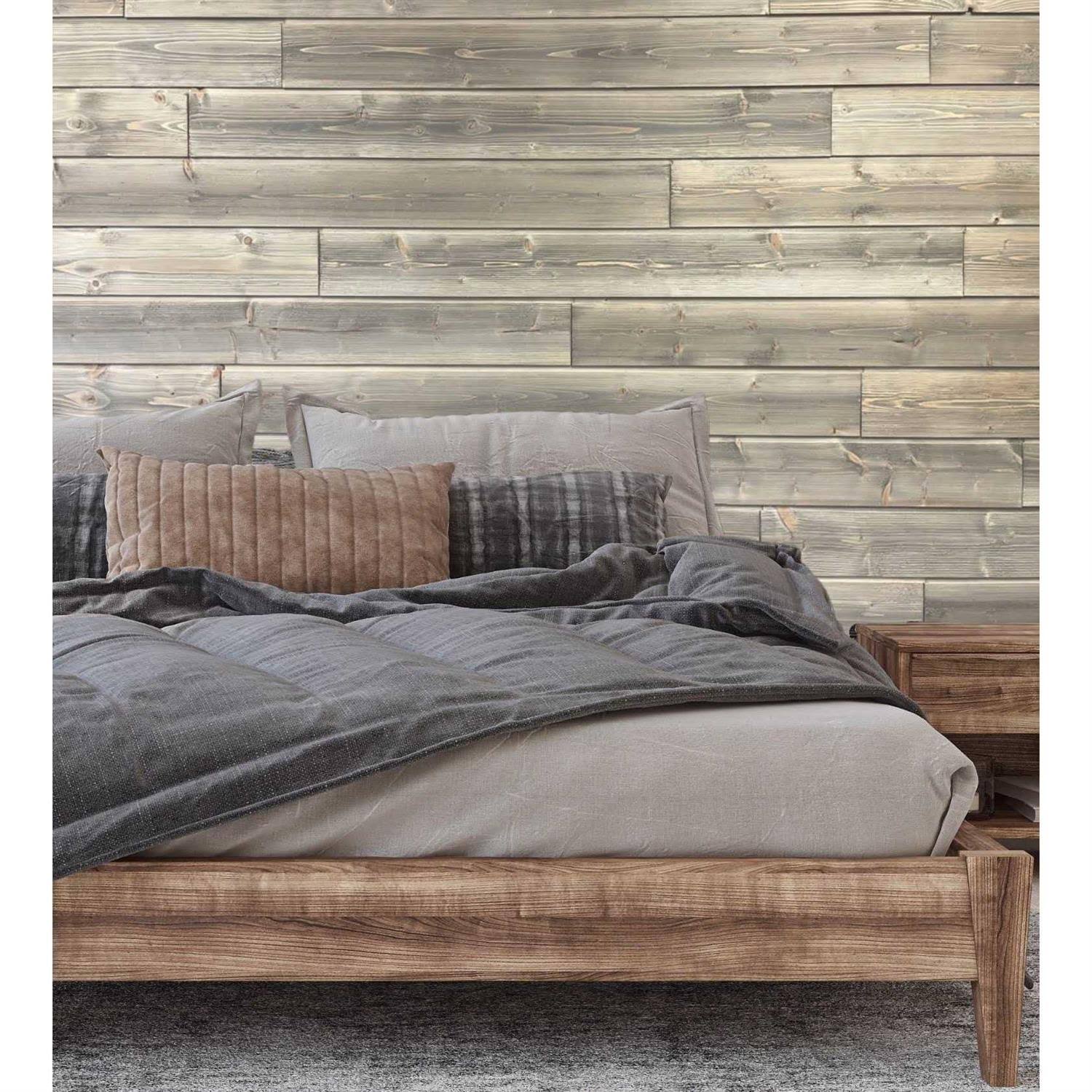 Style Selections Weathered Grey Pine Wood Shiplap Wall Plank Kit (Coverage Area: 10.5-sq ft) in Gray | 51005