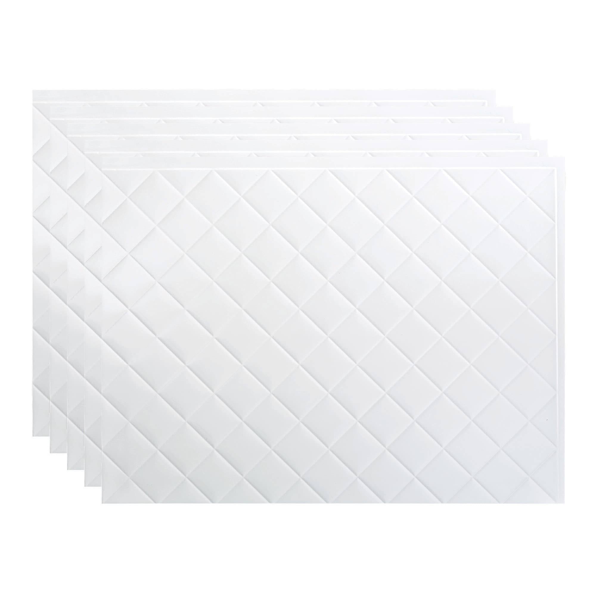 Fasade 18in x 24in Quilted Gloss White Backsplash Panel (5 Pack)