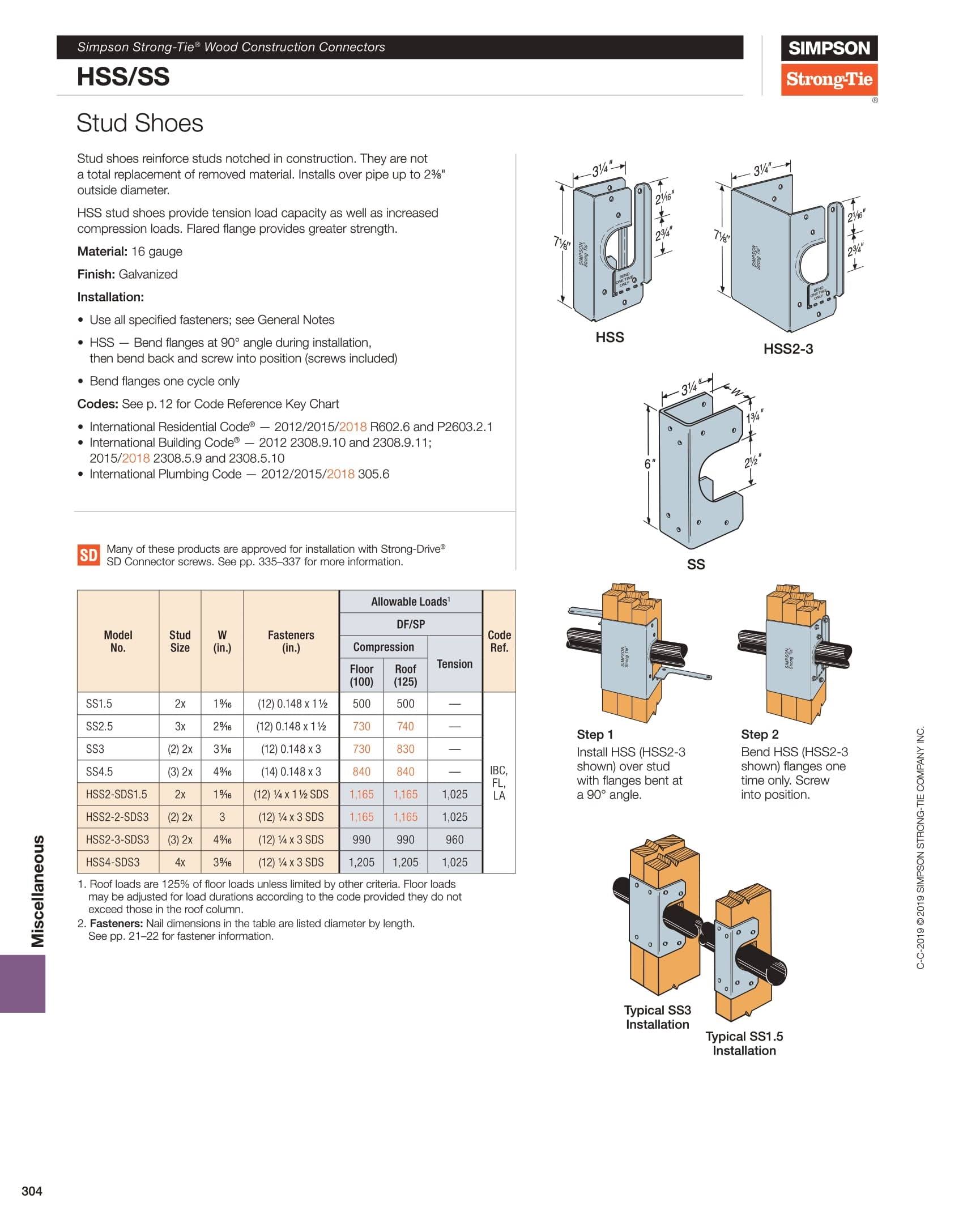 Simpson Strong-Tie Stud Shoe 16 GA Galvanized Fasteners 12- 10 D SS1.5