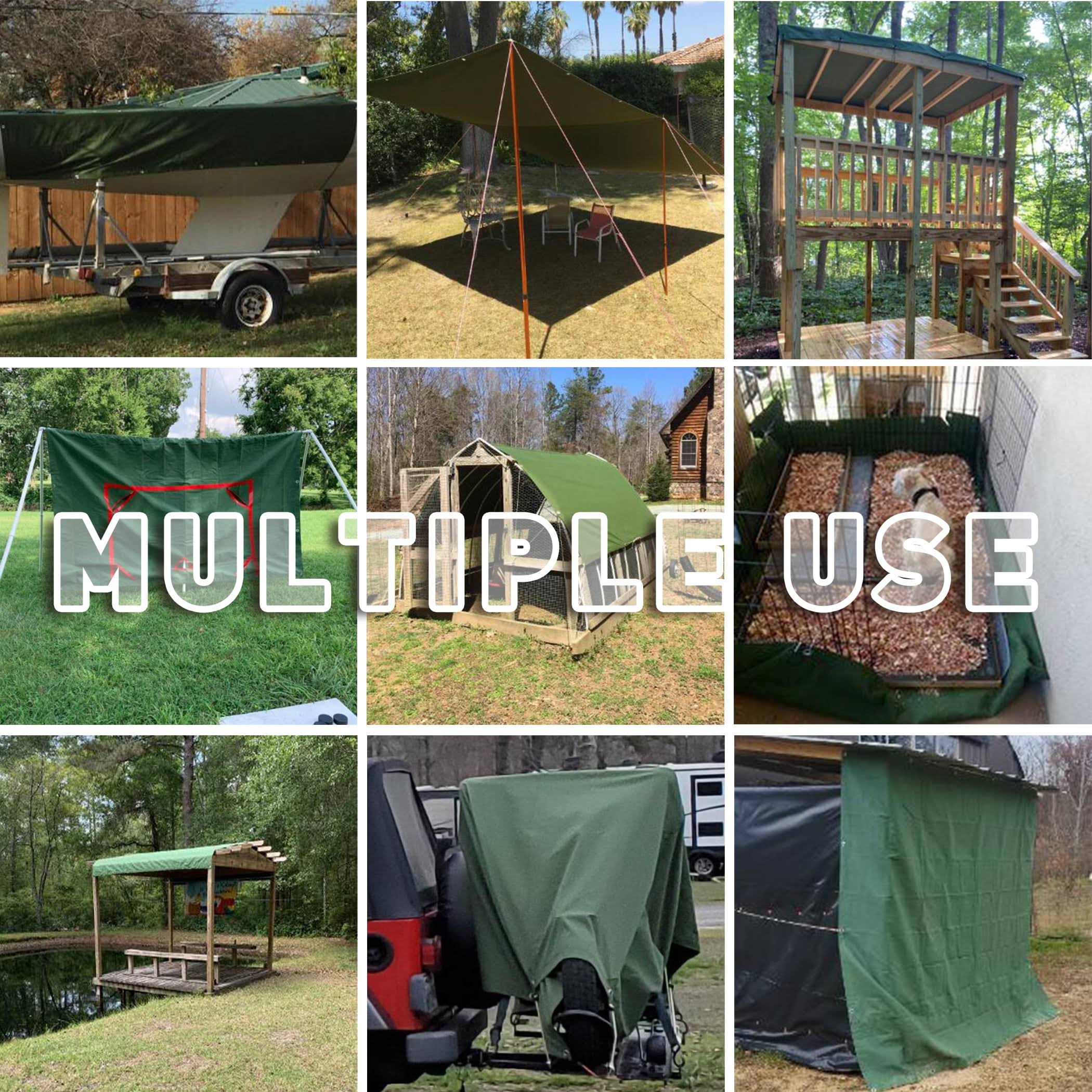 Cartman Canvas Tarp 6'x8', Heavy Duty Canvas Tarpaulin with Rustproof Grommets for Industrial & Commercial Use, Olive Drab, Finished Size 6 x 8 Feet