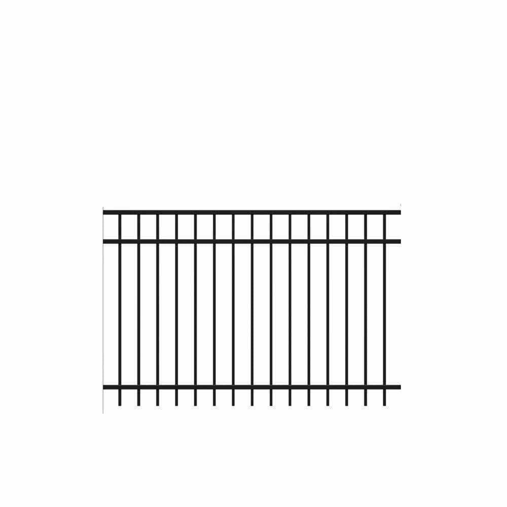 Barrette Outdoor Living Natural Reflections Standard-Duty 4 ft. H x 6 ft. W Black Aluminum Pre-Assembled Fence Panel