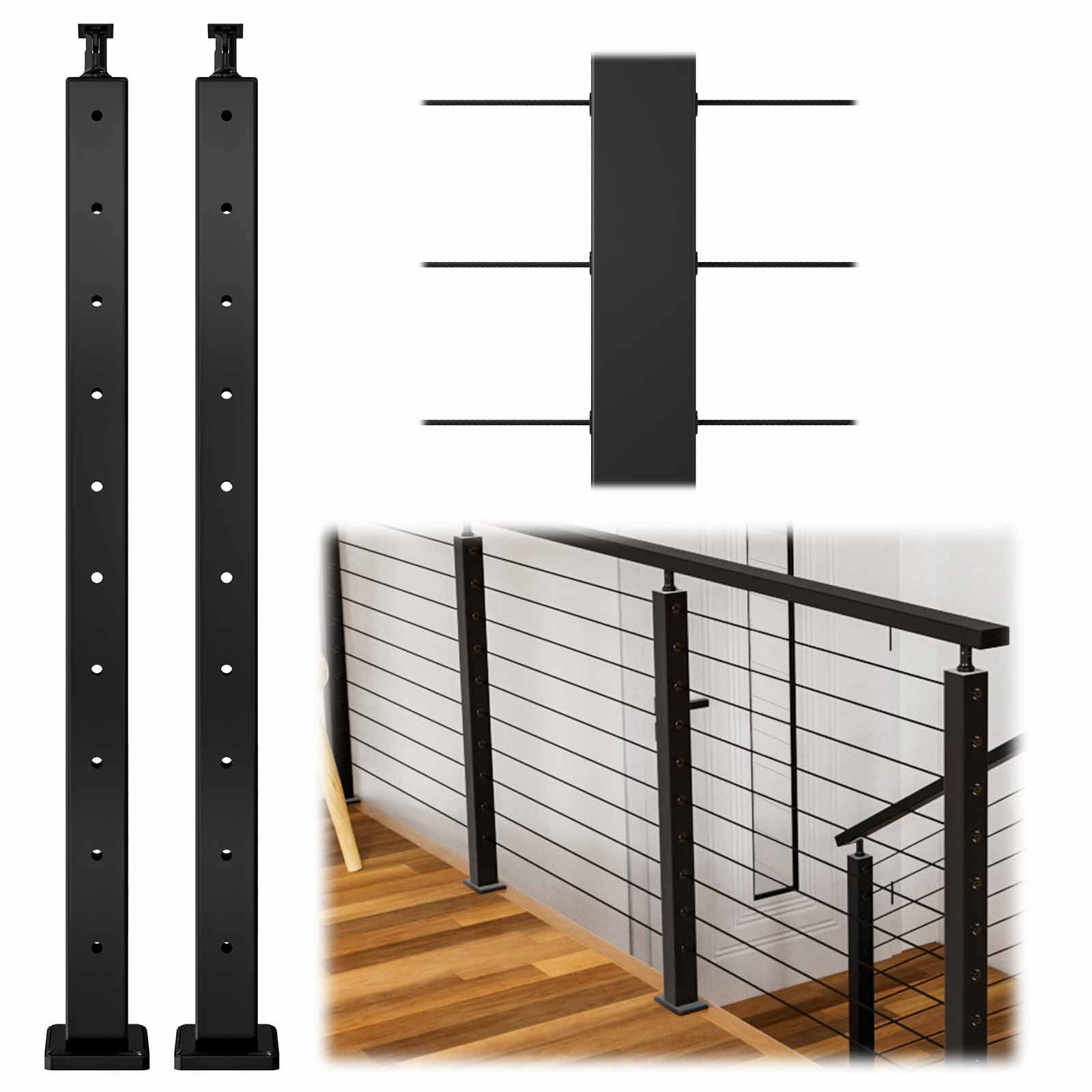 Muzata Level Drilled Cable Railing Post 36