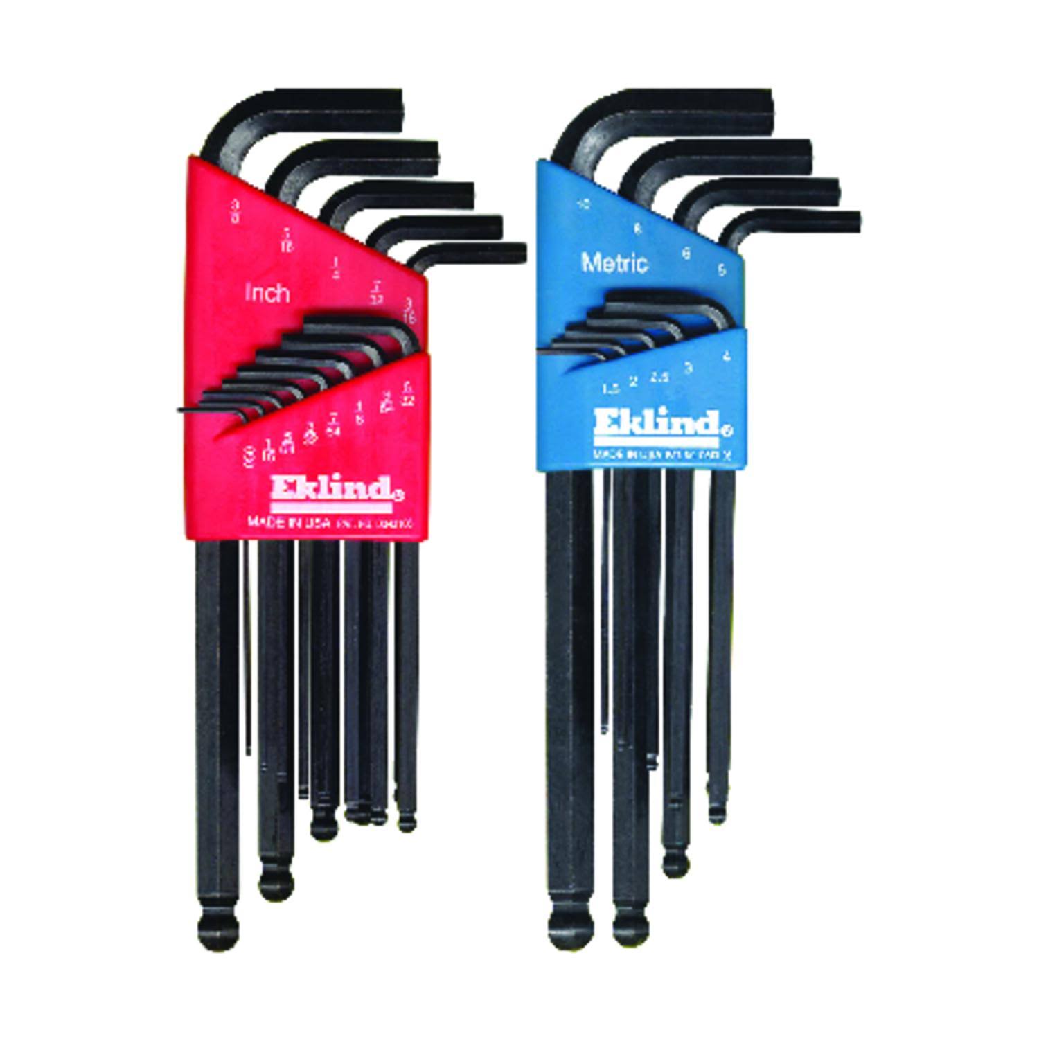 Eklind Metric and SAE Long Arm Ball Hex L-Key Set 22 PC