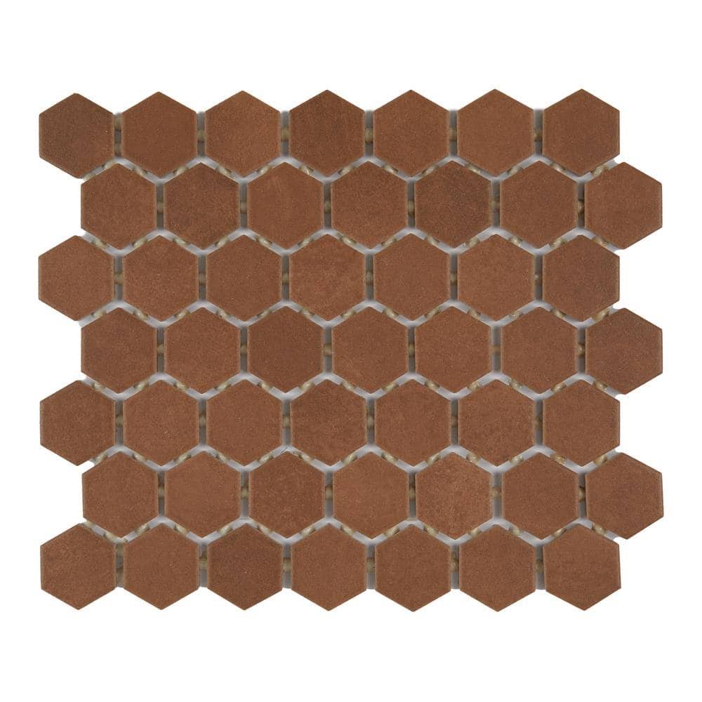 Daltile Moroccan Concrete Terra Cotta 10 in. x 11 in. Glazed Ceramic Hexagon Mosaic Tile (9.72 Sq. ft./Case)