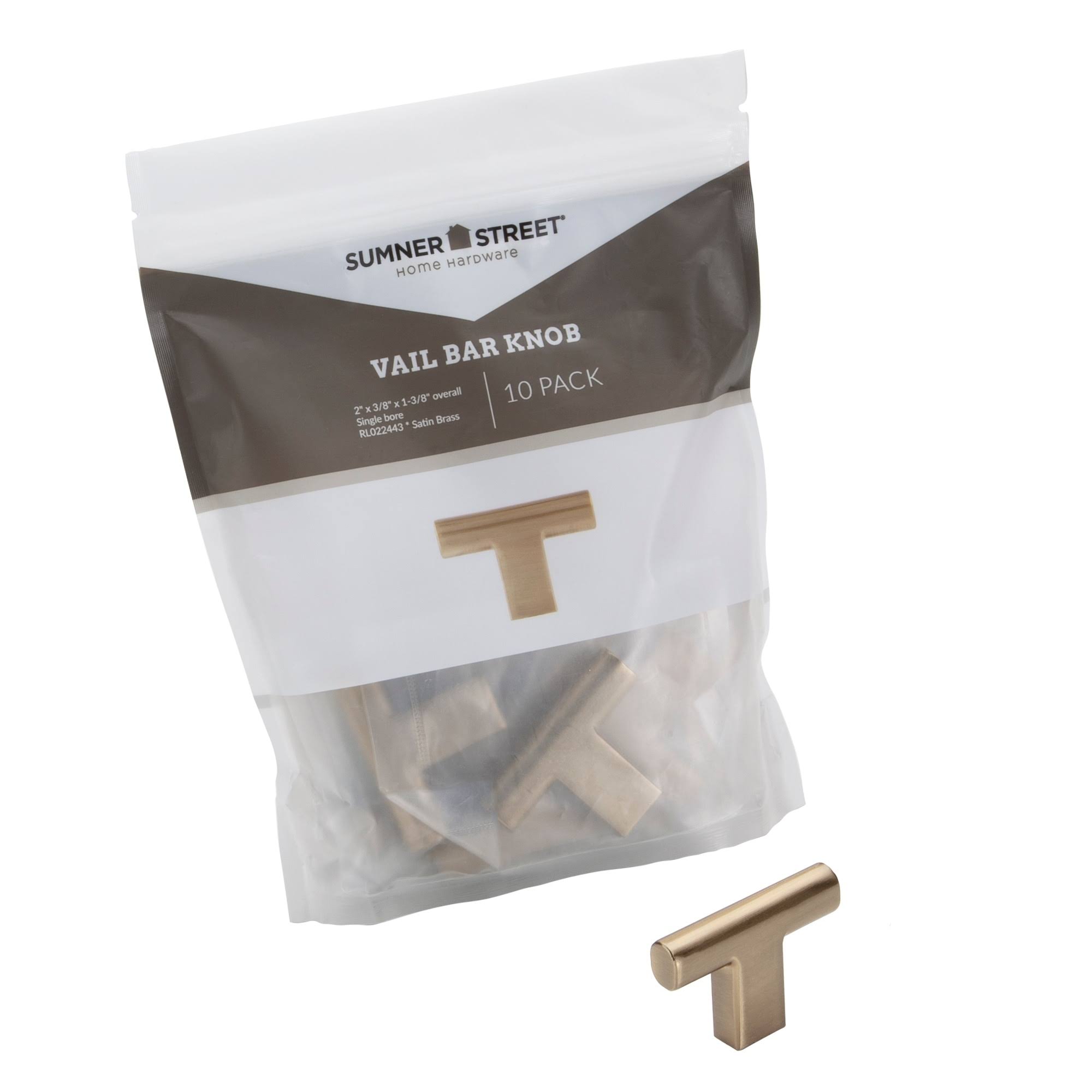 Sumner Street Home Hardware Vail 2 in. Satin Brass Bar Cabinet Knob (10-Pack)