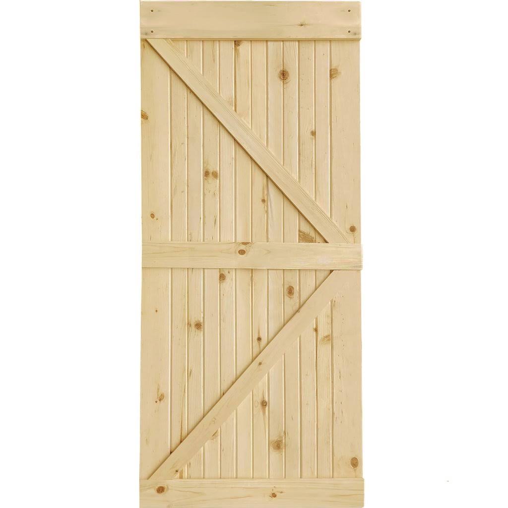 Kimberly Bay 30 in. x 83.5 in. Unfinished K-Bar Solid Core Pine Interior Barn Door Slab Kit