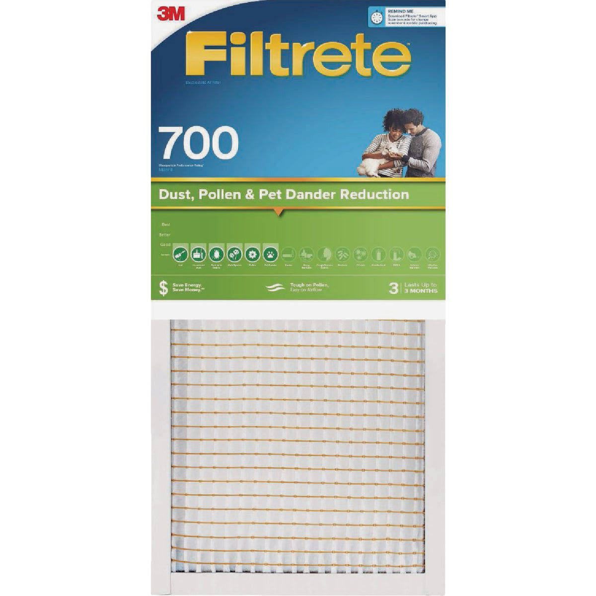 20x20 x 1 in. Electrostatic Pleated Air Filter, 700 MPR by Filtrete