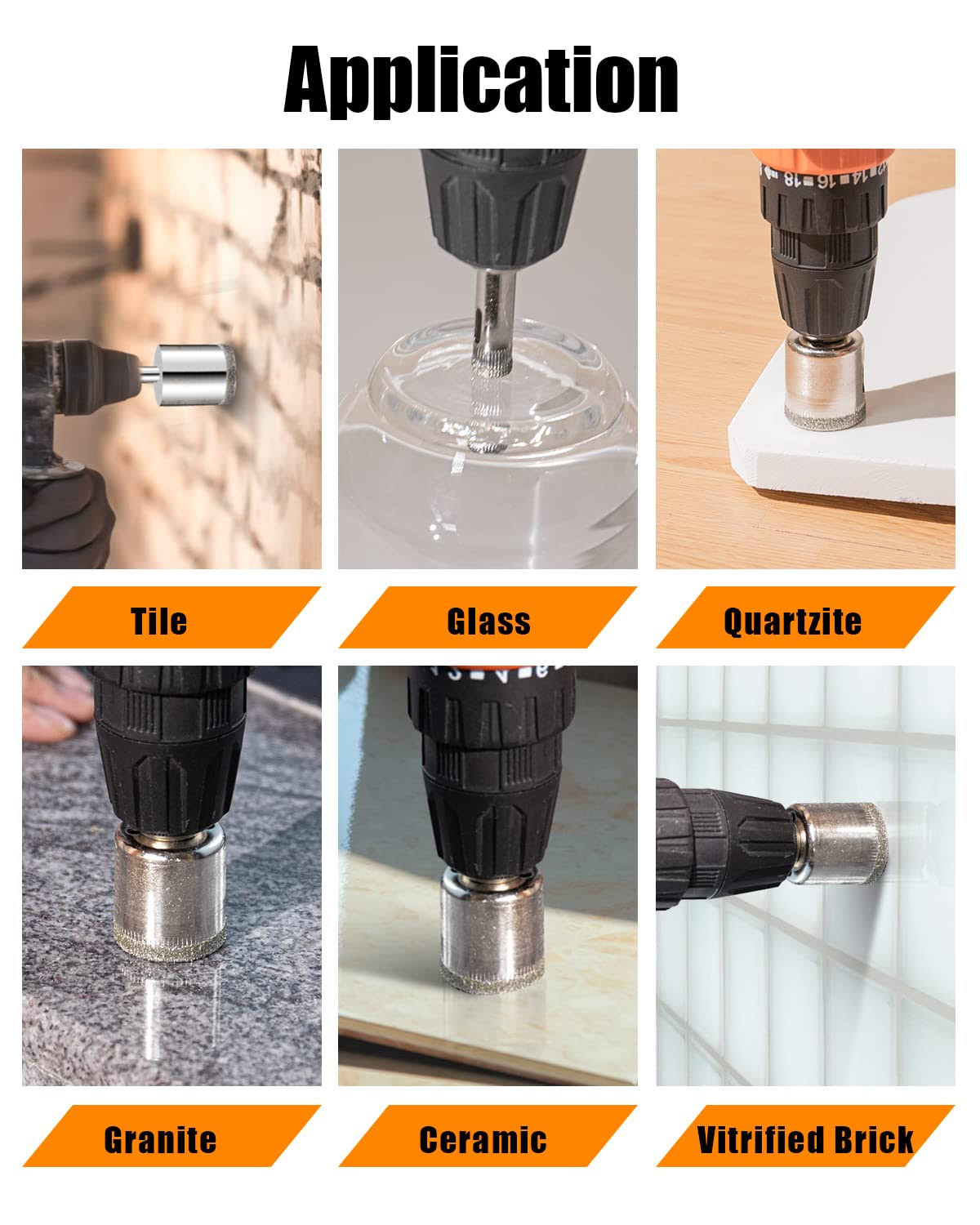 Semderm Diamond Drill Bits Set, 10 Pcs Diamond Hole Saw Set, Glass Drill Bit for Ceramic Tile Porcelain Marble Granite Stone Bottles